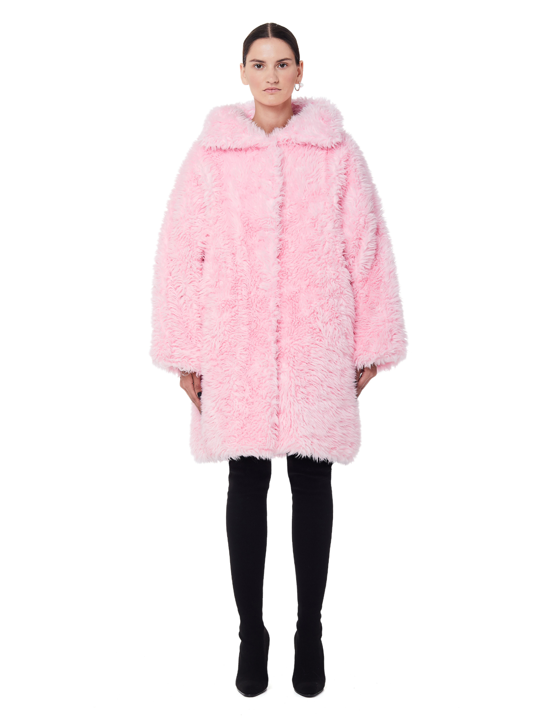 Balenciaga Розовая шуба Swing из искусственного меха
