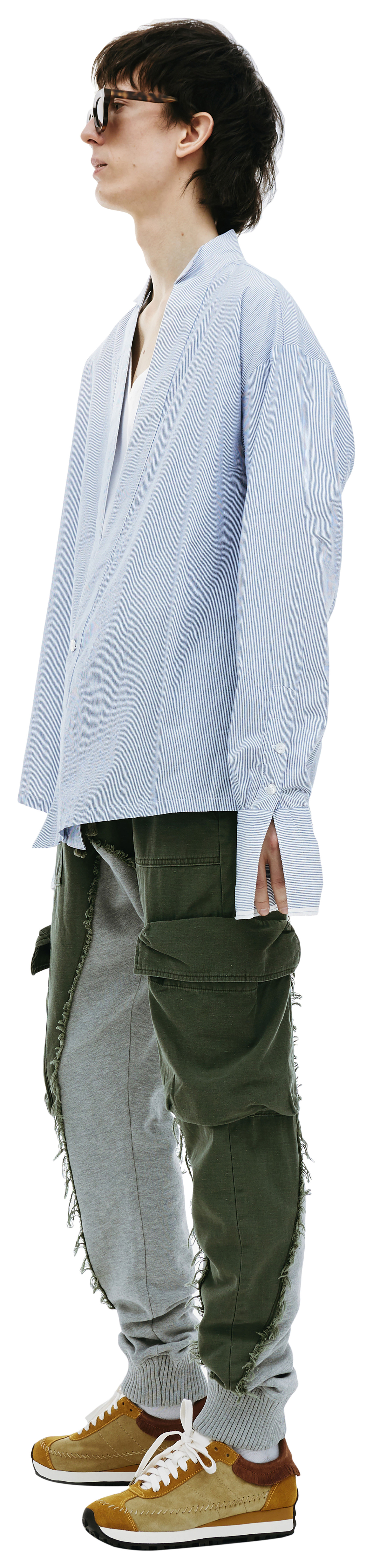 Greg Lauren Голубая рубашка в полоску