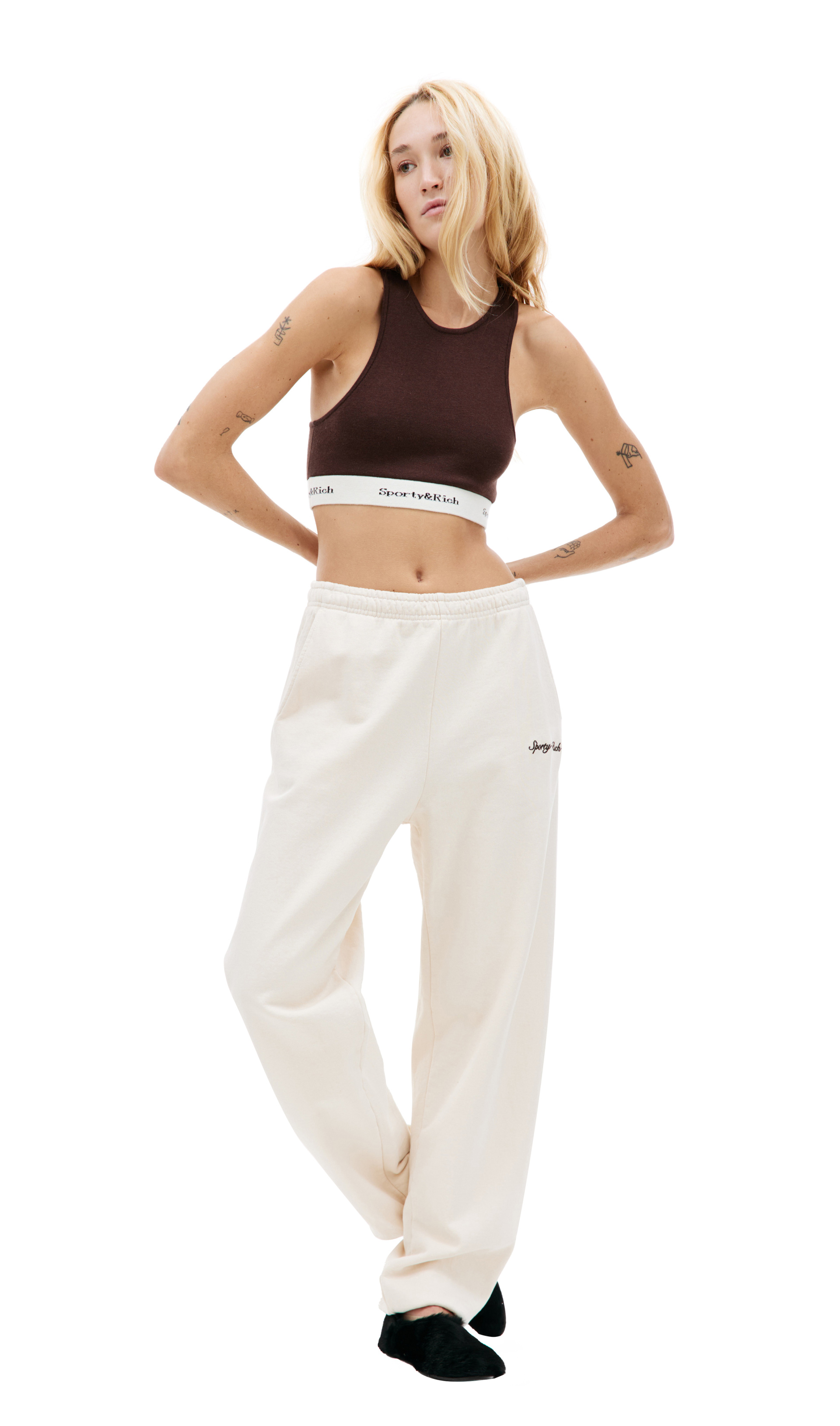 SPORTY & RICH Спортивные брюки с вышивкой логотипа