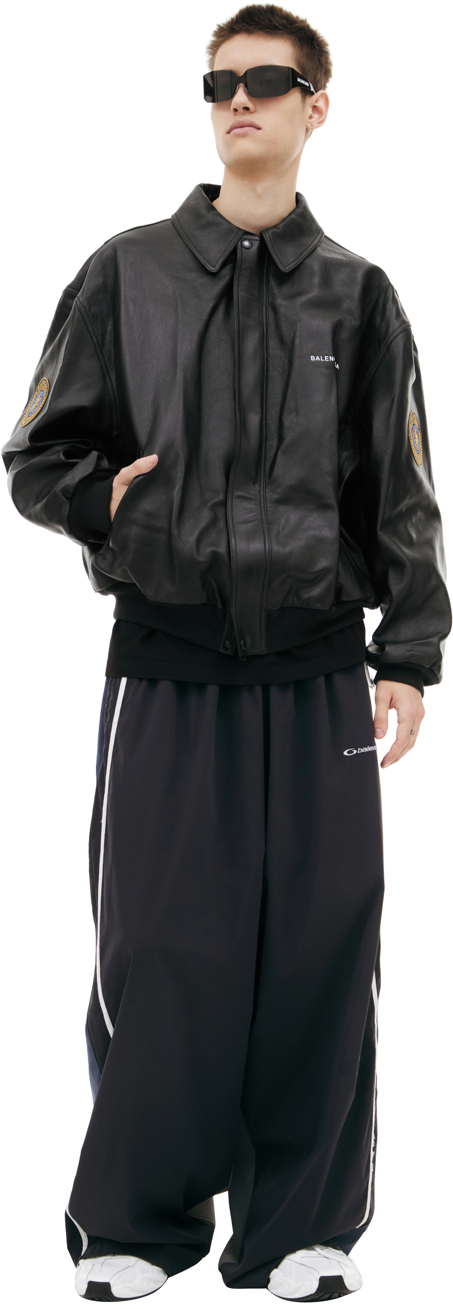 Balenciaga Кожаная куртка с патчами
