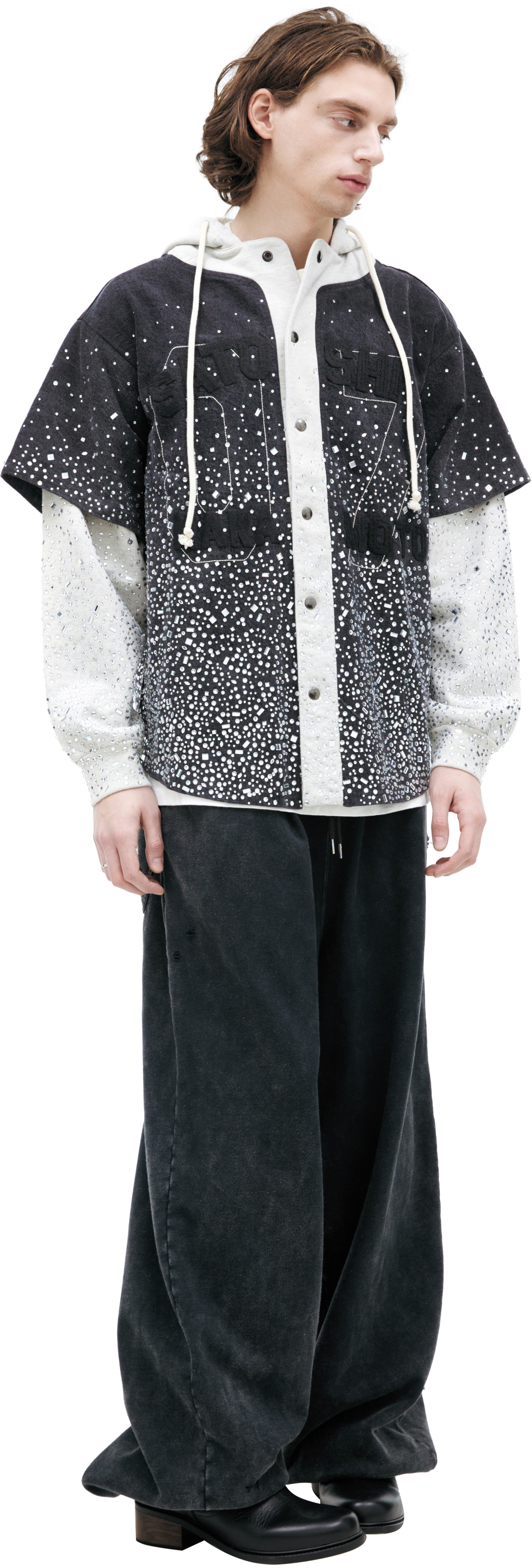 Satoshi Nakamoto Джинсовое худи со стразами