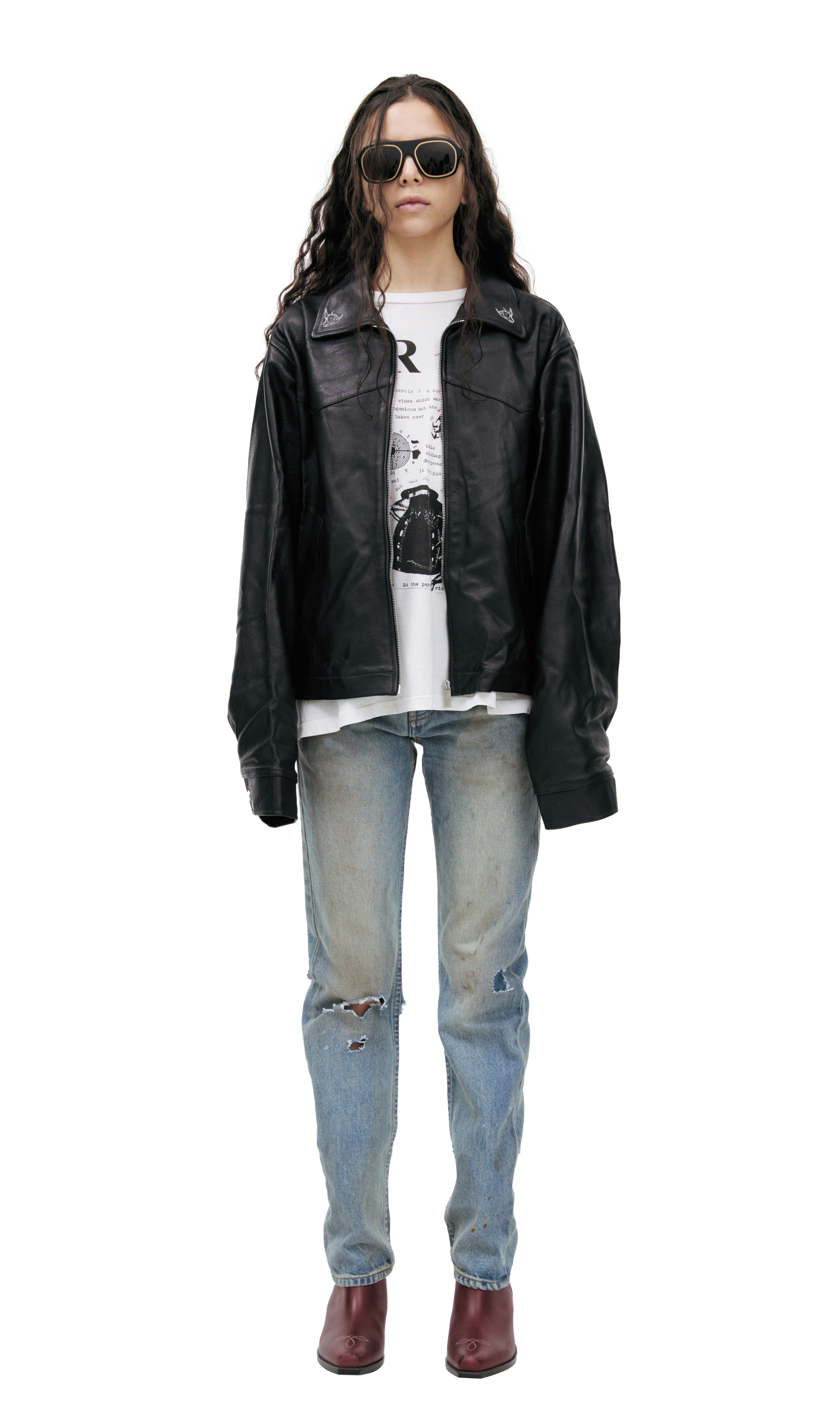 Enfants Riches Déprimés Кожаная куртка с вышивками