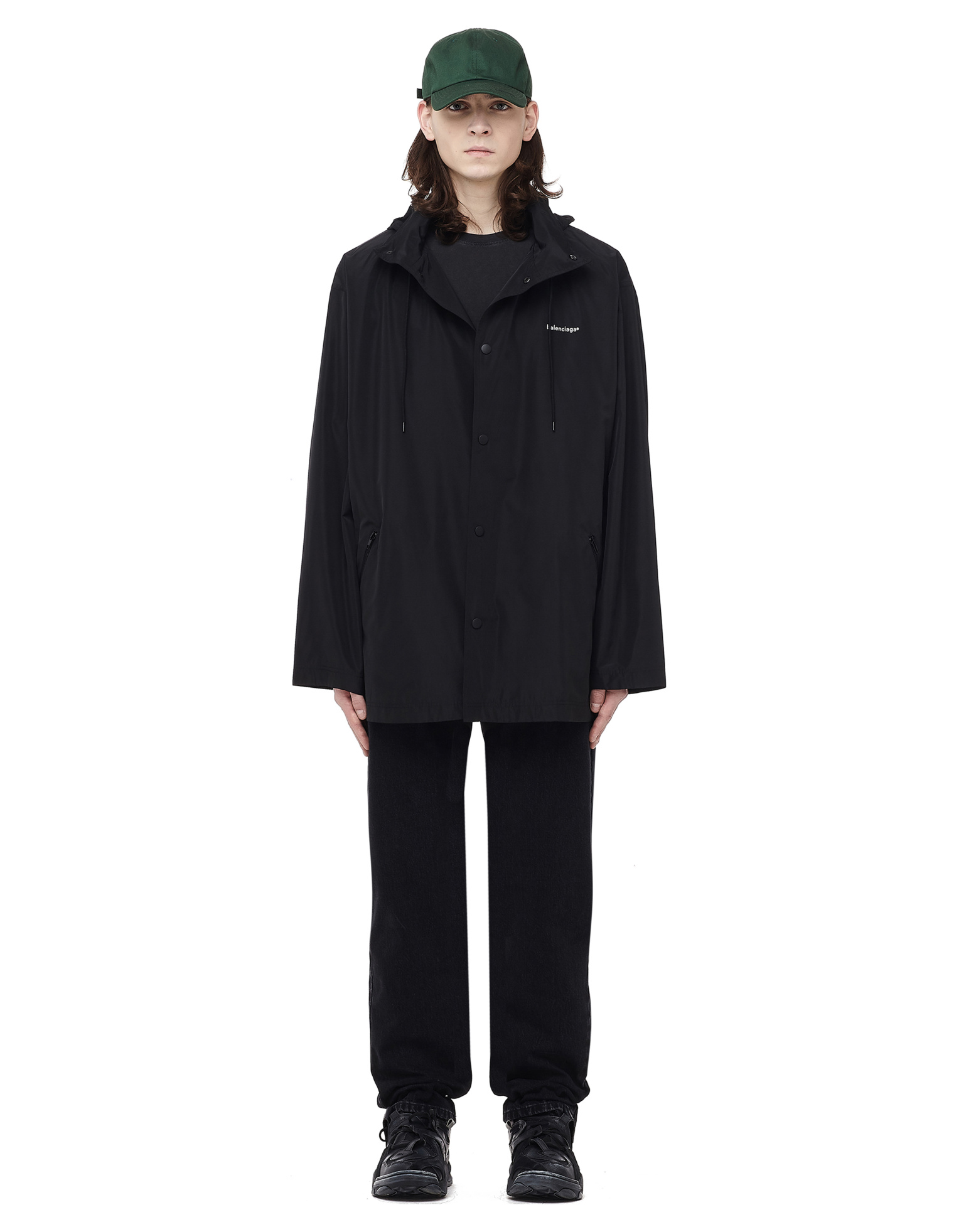 Balenciaga Плащ на кнопках с капюшоном