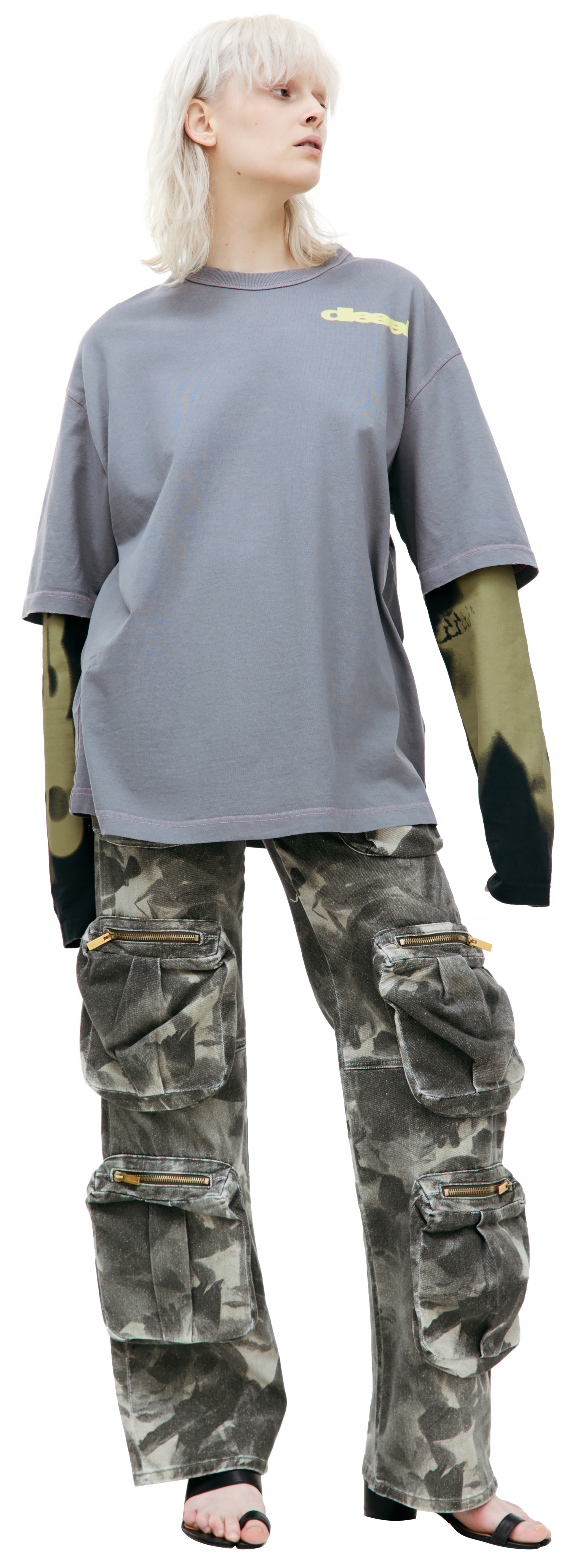 Diesel Лонгслив T-Wesher с тай дай рукавами