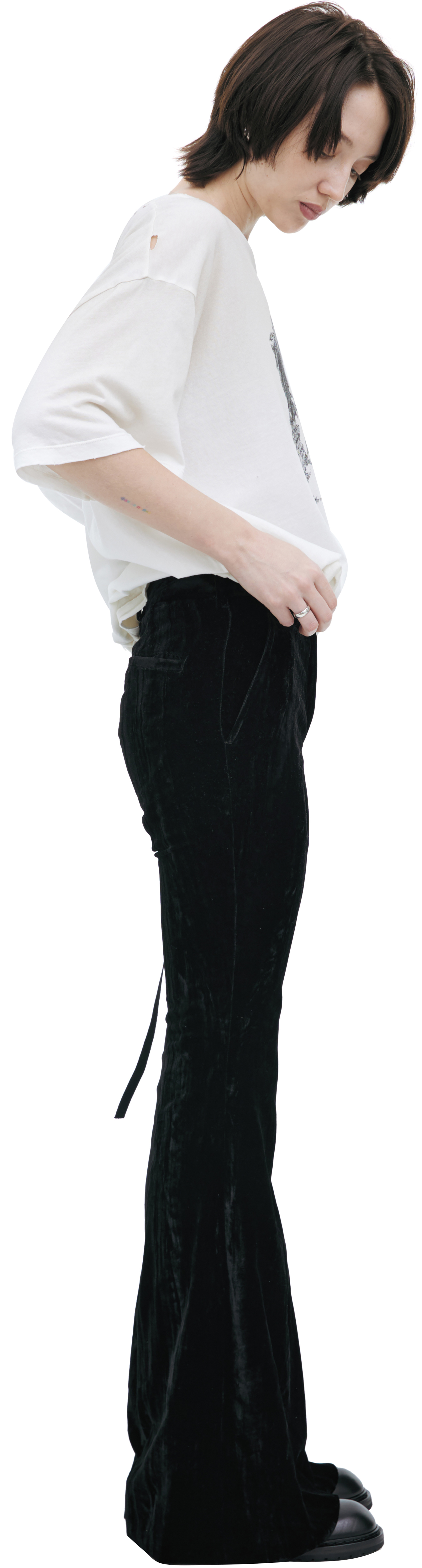 Ann Demeulemeester Бархатные брюки с завязками на талии