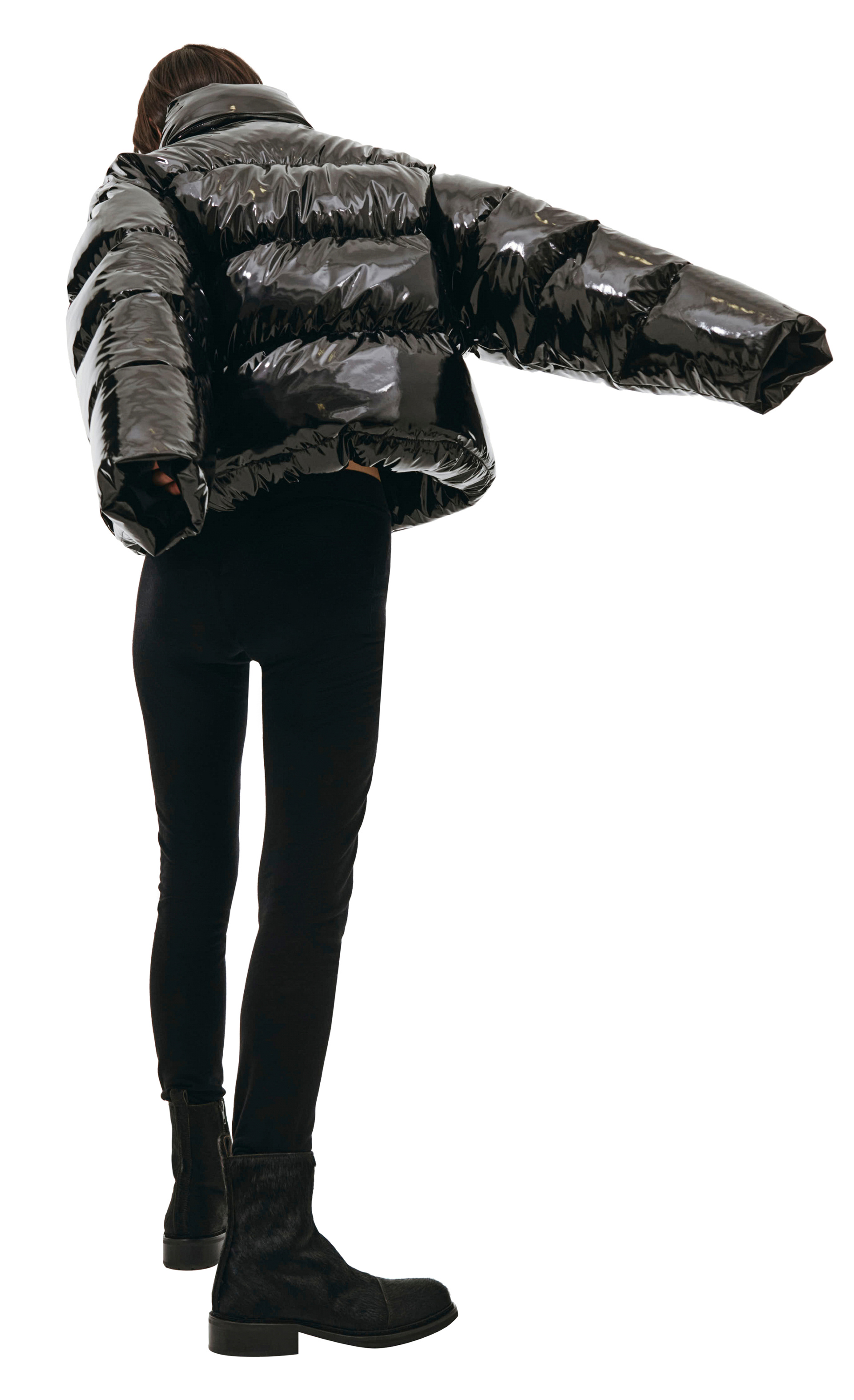 Balenciaga Укороченный лакированный пуховик