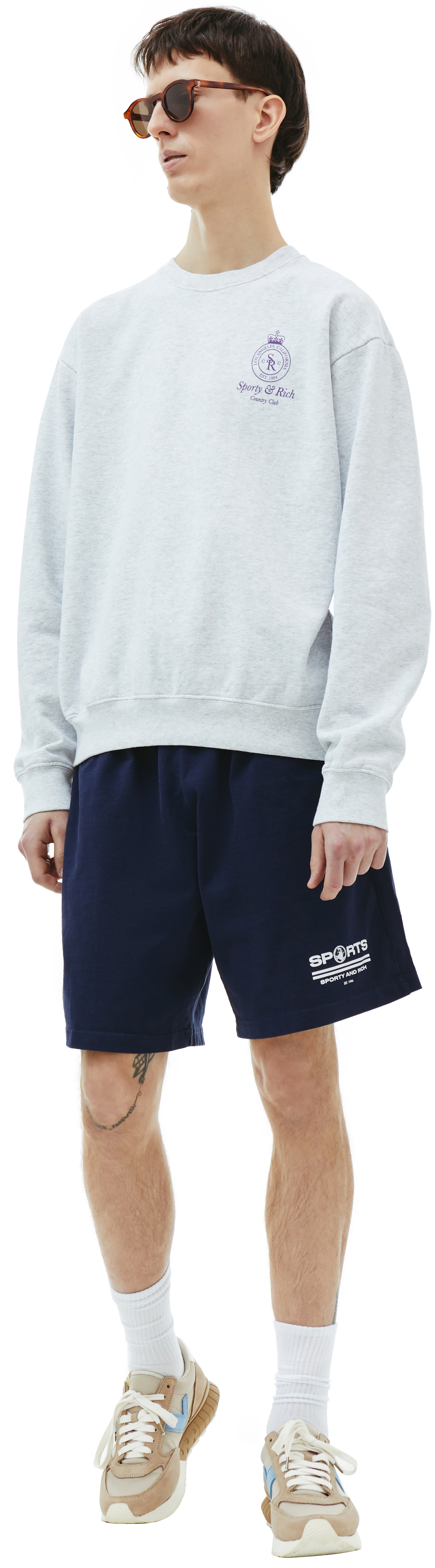 SPORTY & RICH Серый свитшот Country Club