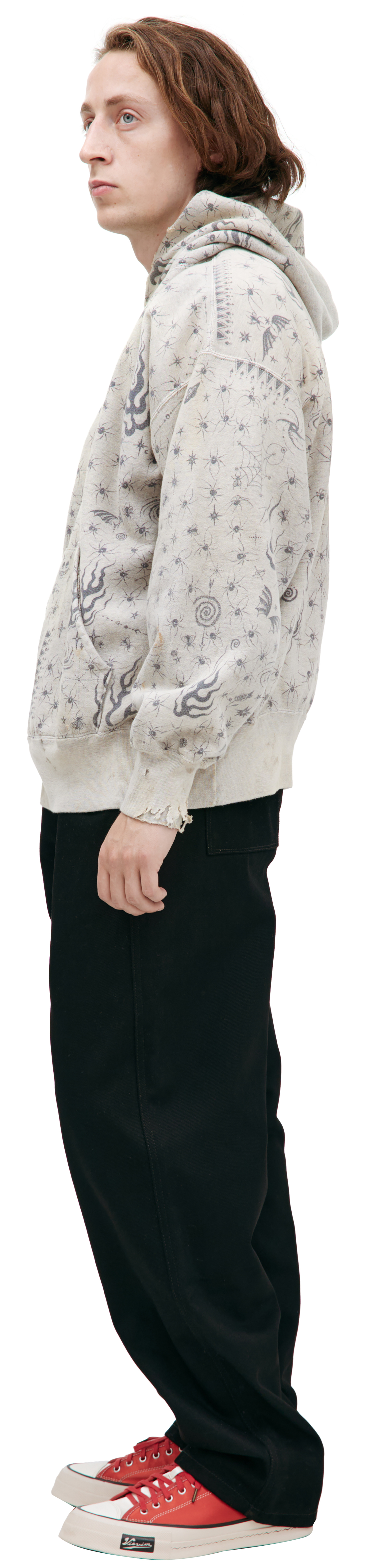 Saint Mxxxxxx Серое худи с монопринтом