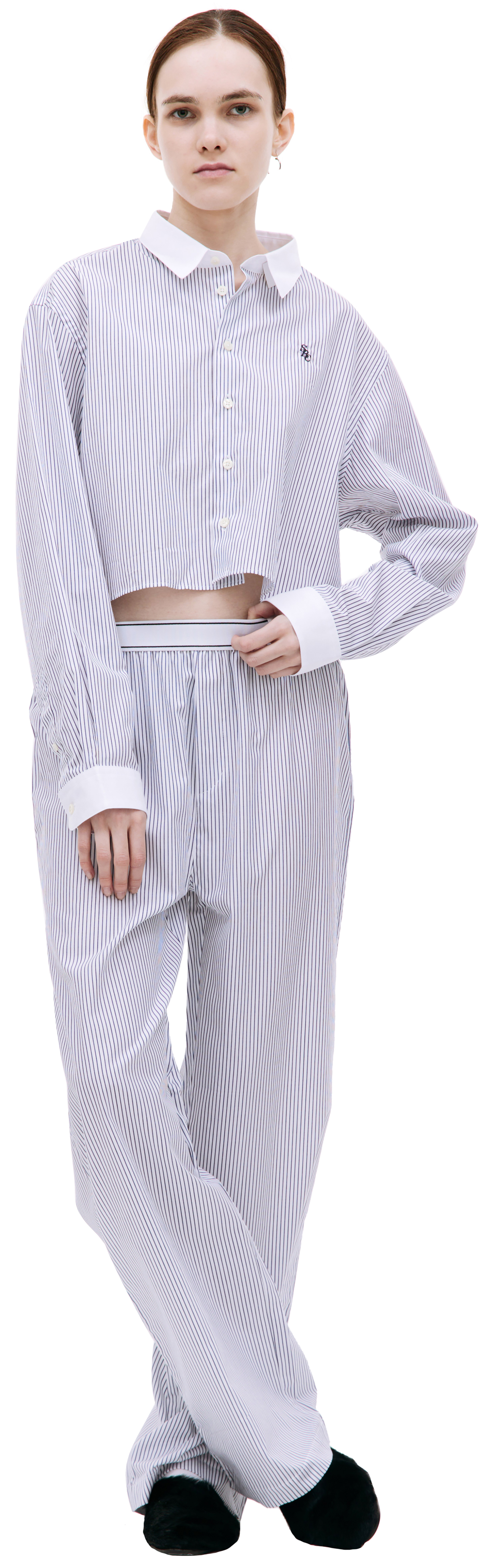 SPORTY & RICH Укороченная рубашка в полоску