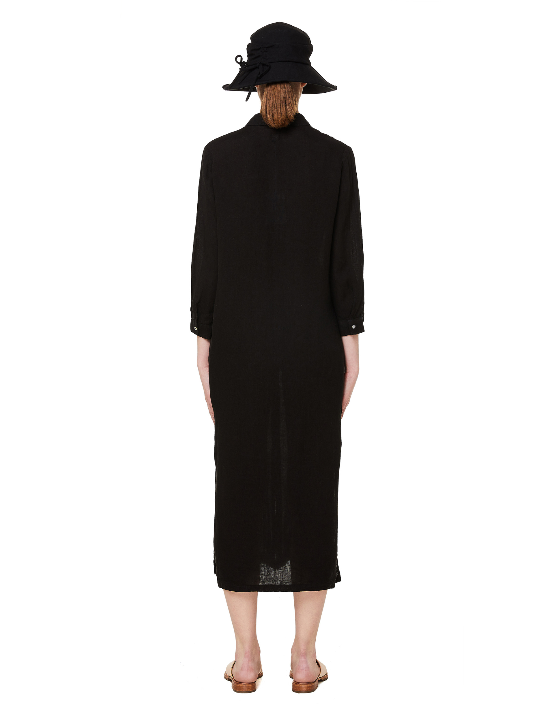 120% Lino Льняное платье-рубашка на пуговицах