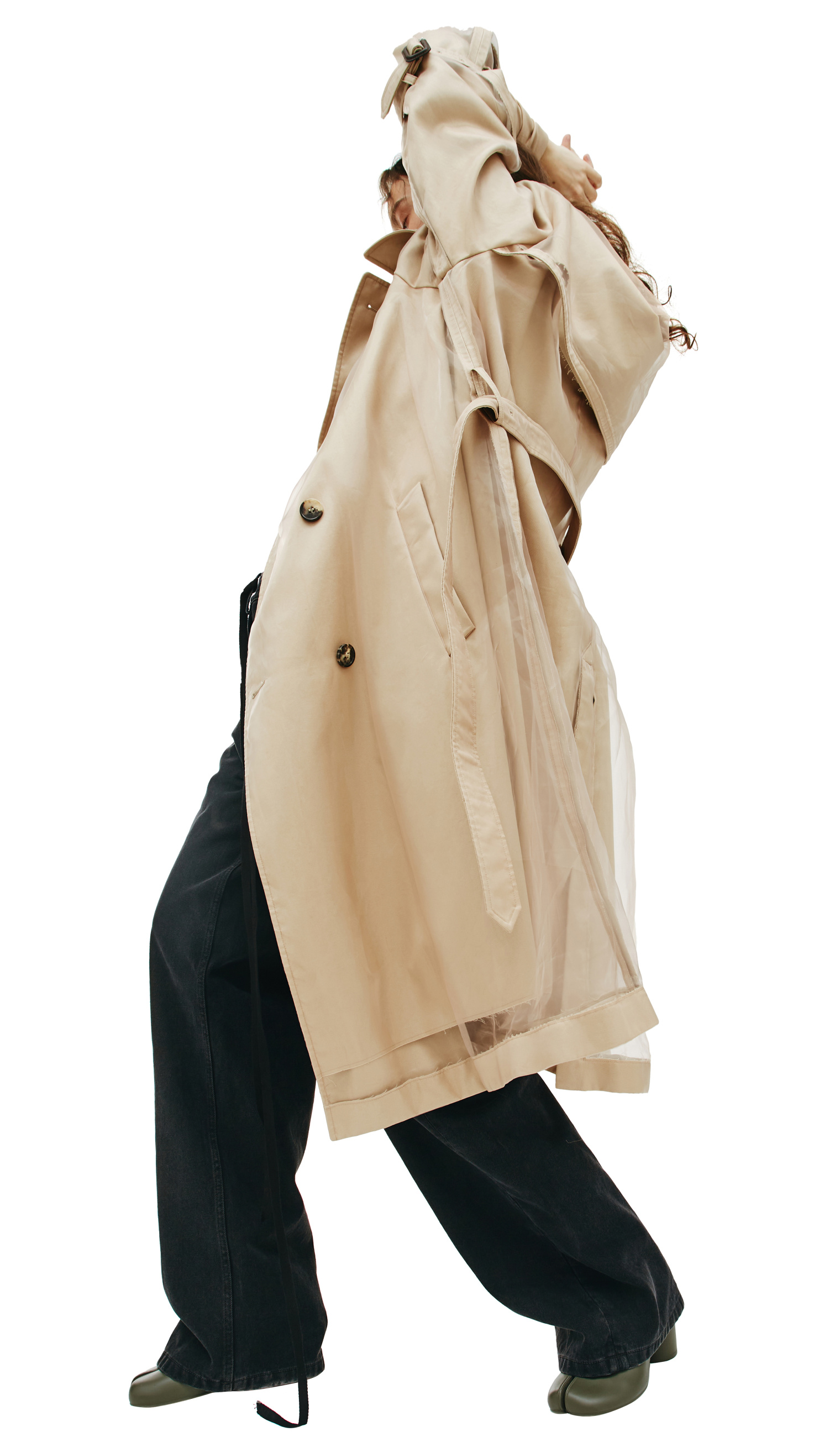 Maison Margiela Двухслойный бежевый тренч