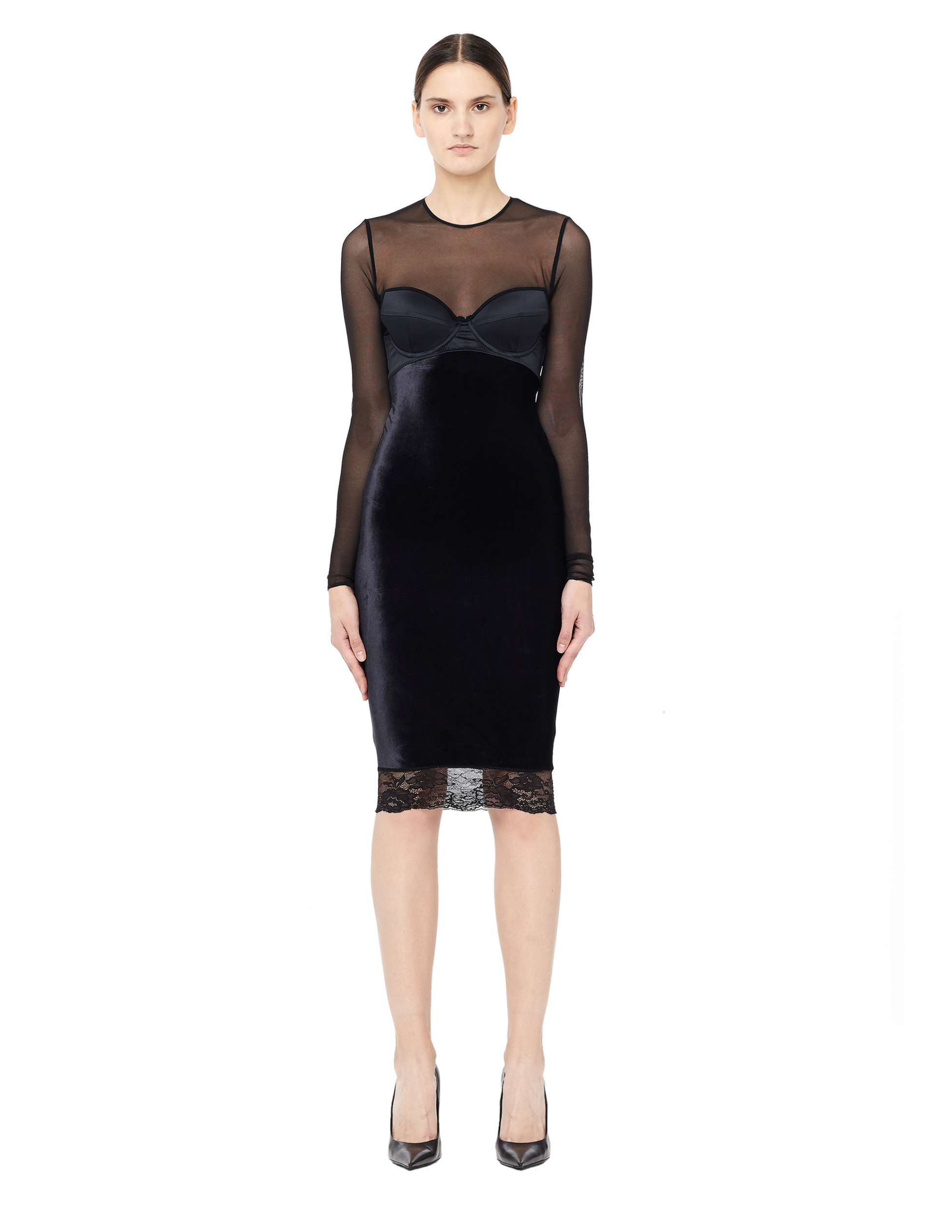 Faith Connexion Платье-бюстье из бархата с кружевом