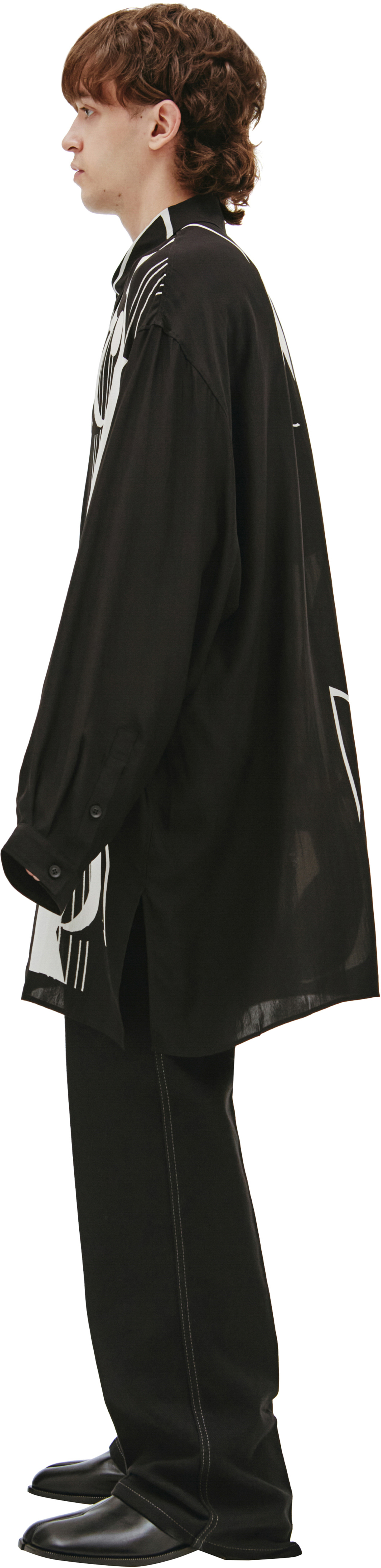 Yohji Yamamoto Шелковая рубашка с принтом Гитары