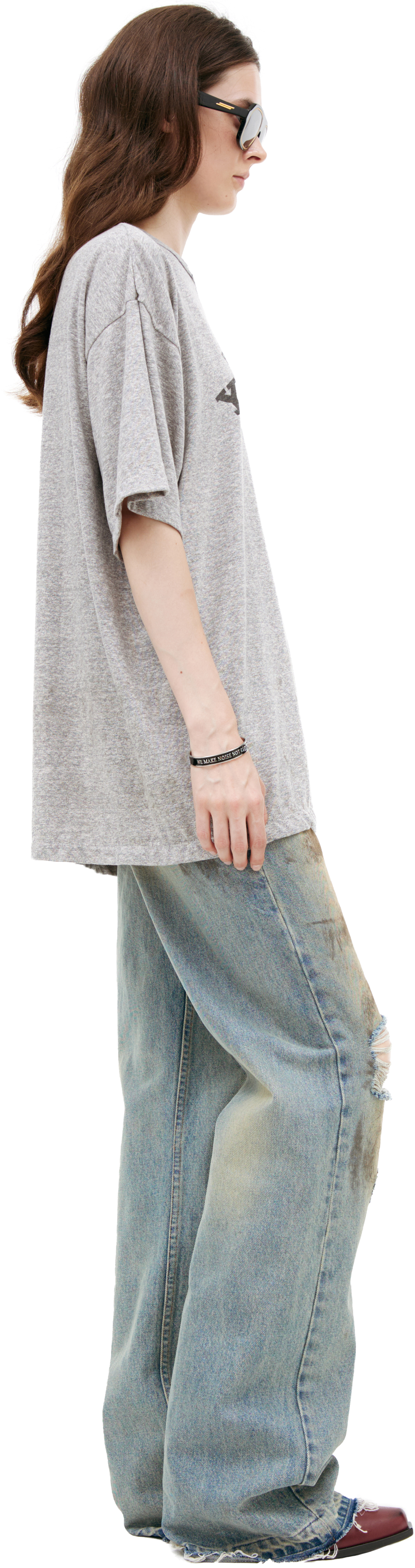 Saint Mxxxxxx Серая футболка с принтом