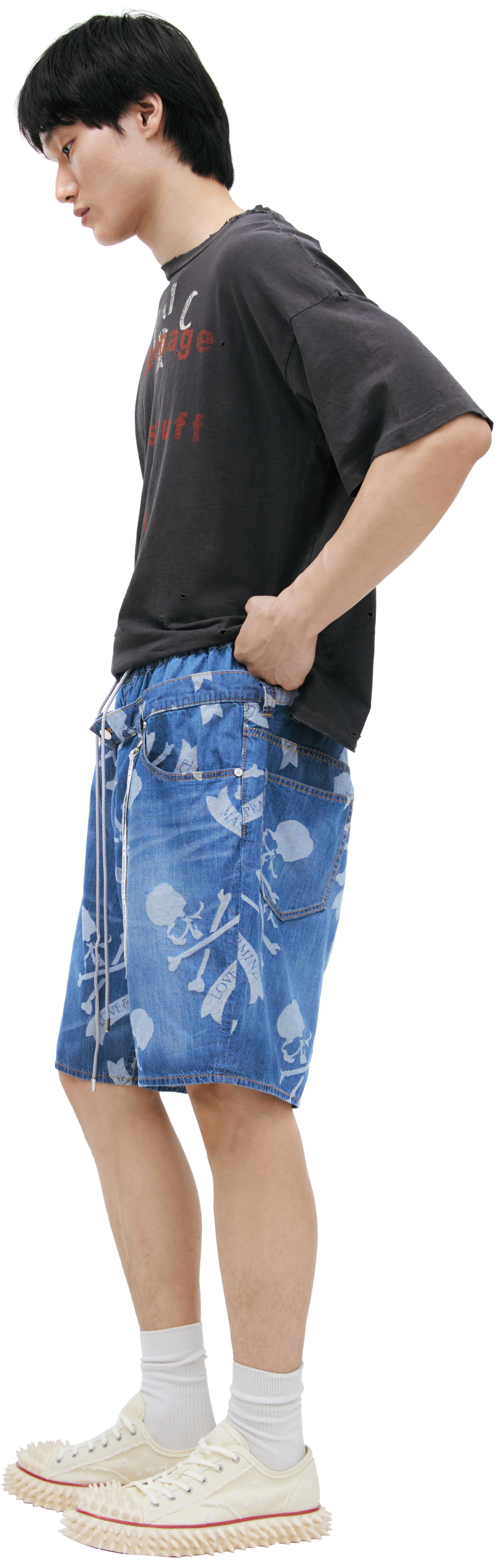 Mastermind WORLD Джинсовые шорты с монопринтом