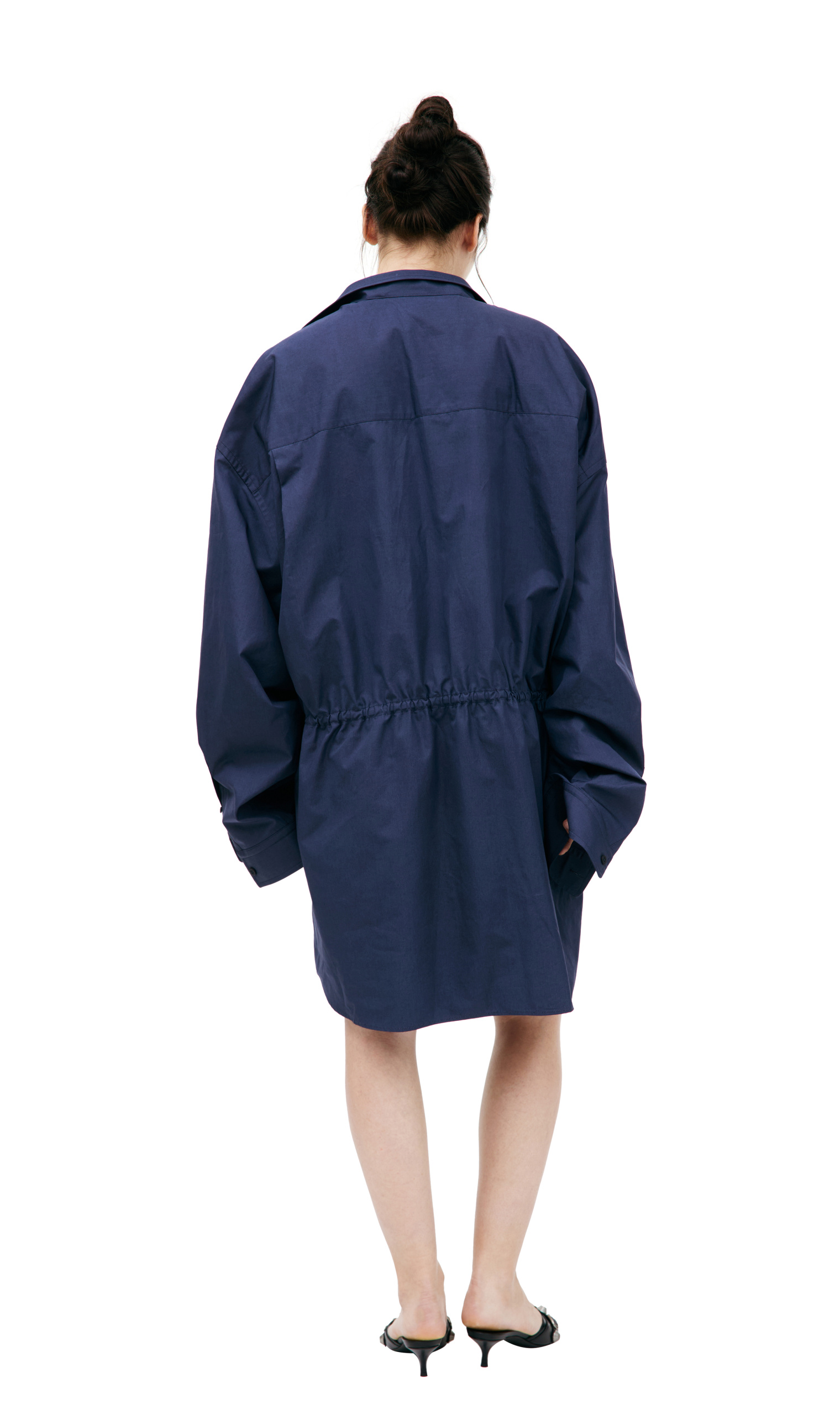 Balenciaga Платье-814136/TRM17/4530 из рубашки, резинка на поясе. темно-синее