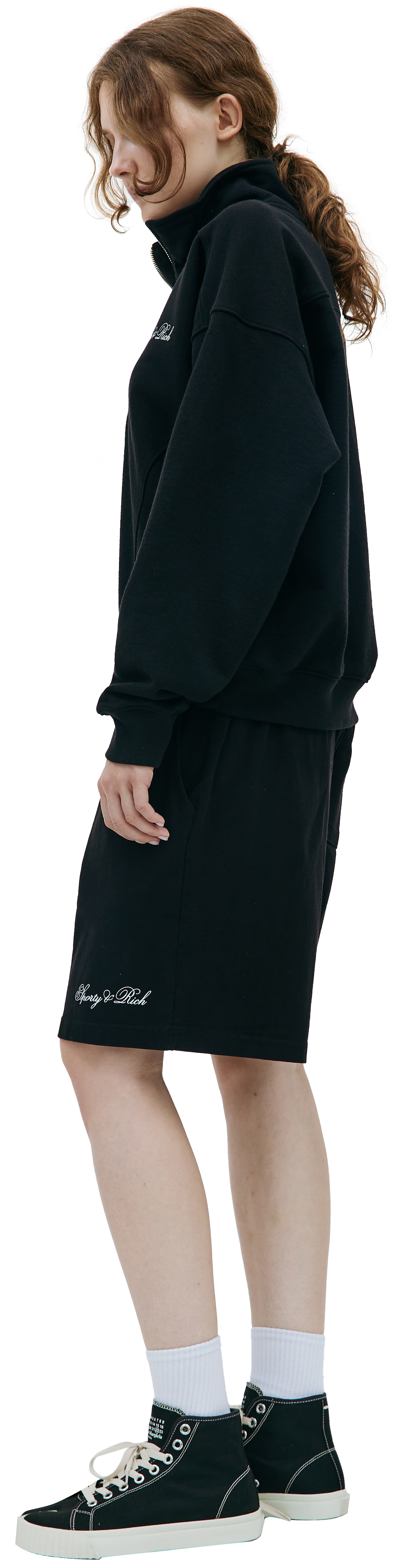 SPORTY & RICH Свитшот Cursive на молнии