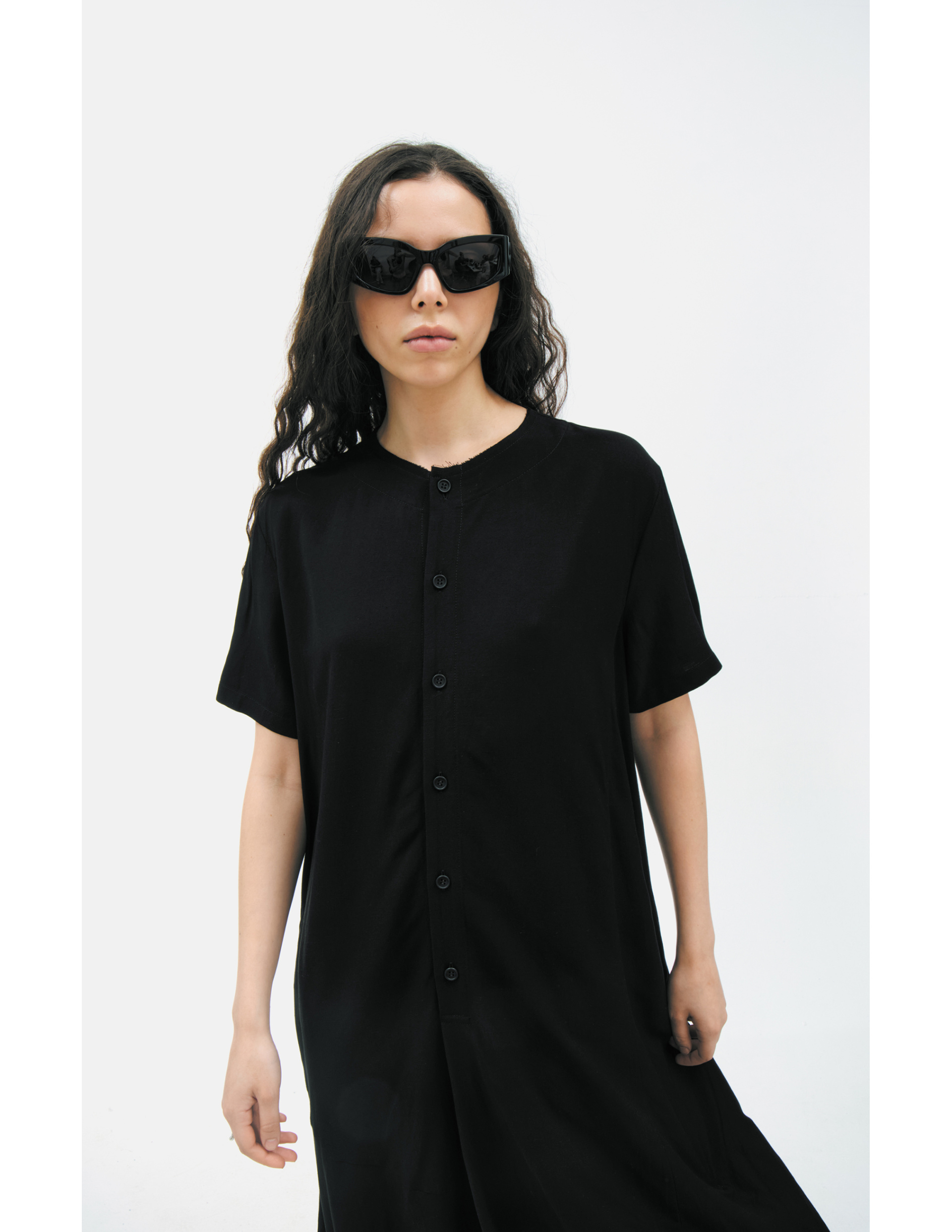 Yohji Yamamoto Платье-FK-D62-204-1 платье в пол с расклешенным подолом, на пуговицах, черное