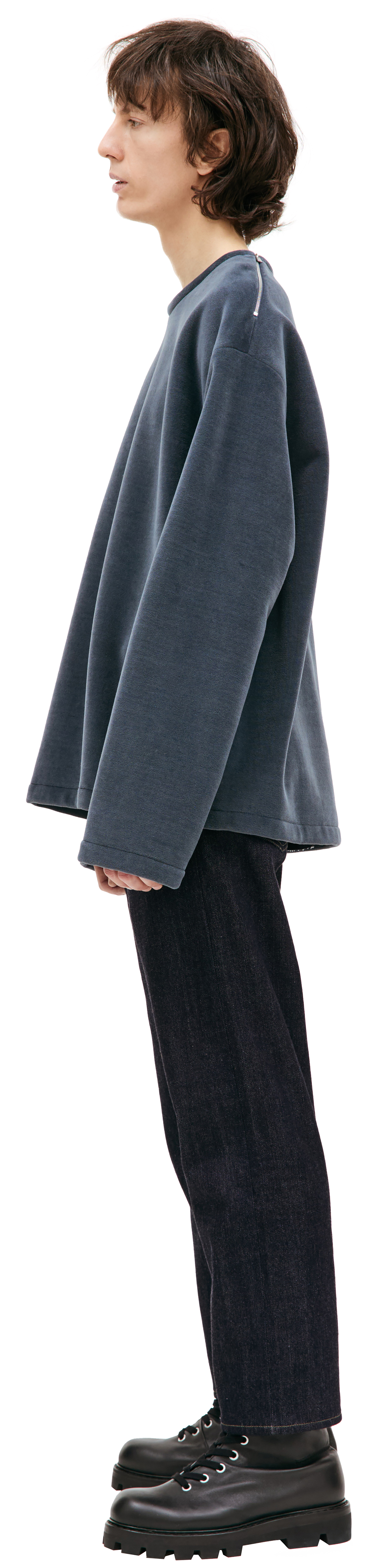 Jil Sander Бархатный свитшот с молнией на плече