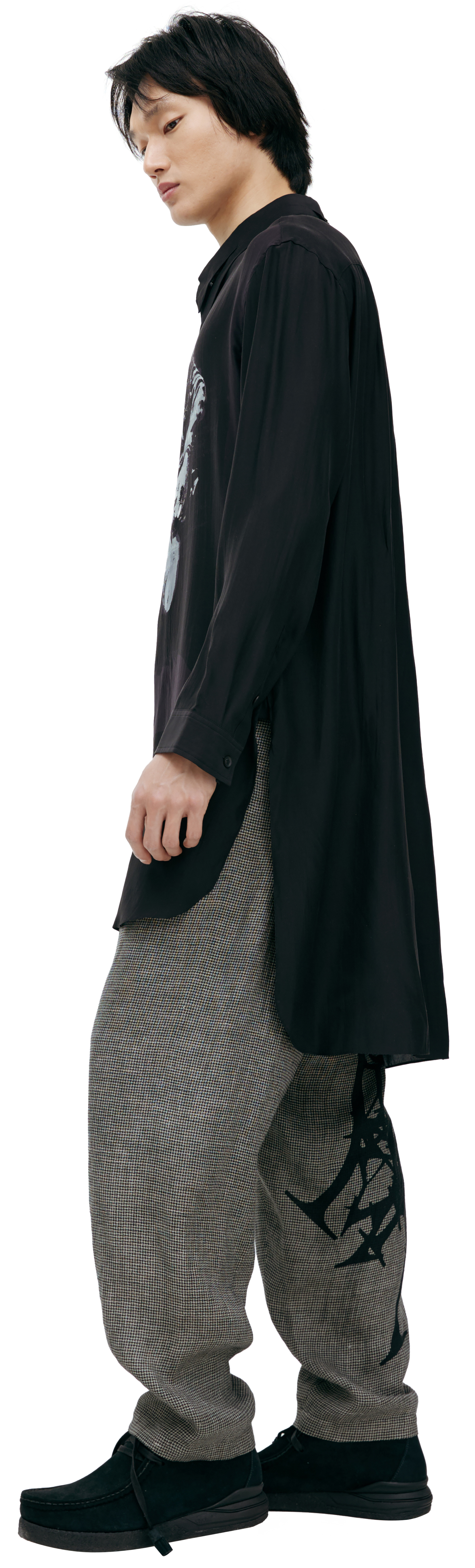 Yohji Yamamoto Шелковая рубашка с принтом