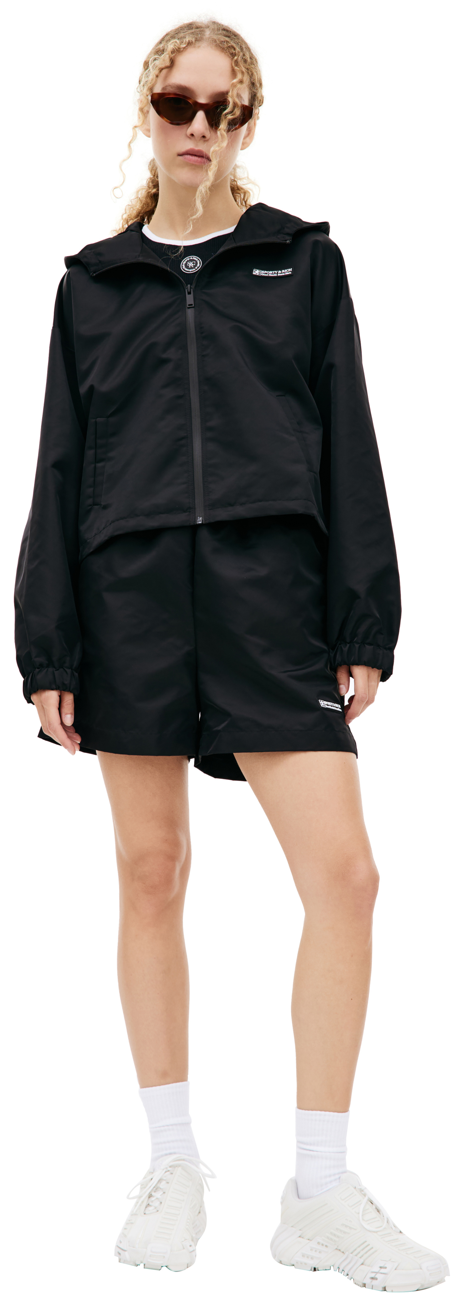 SPORTY & RICH Черная куртка с капюшоном