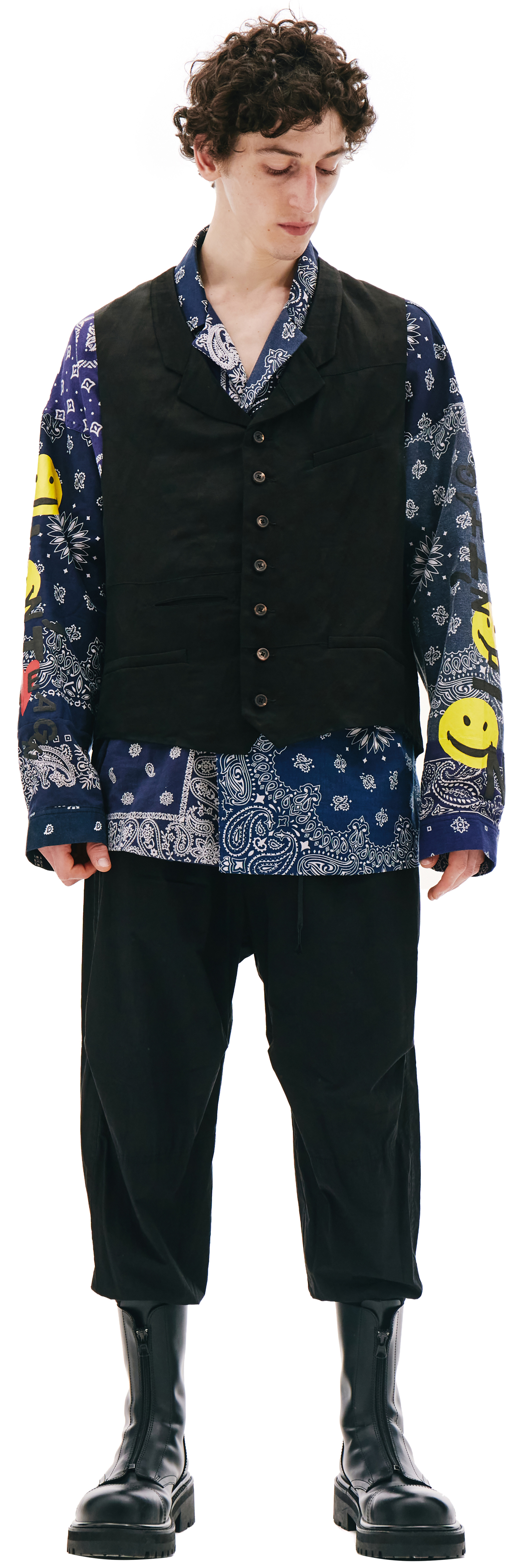 Ziggy Chen Черный льняной жилет