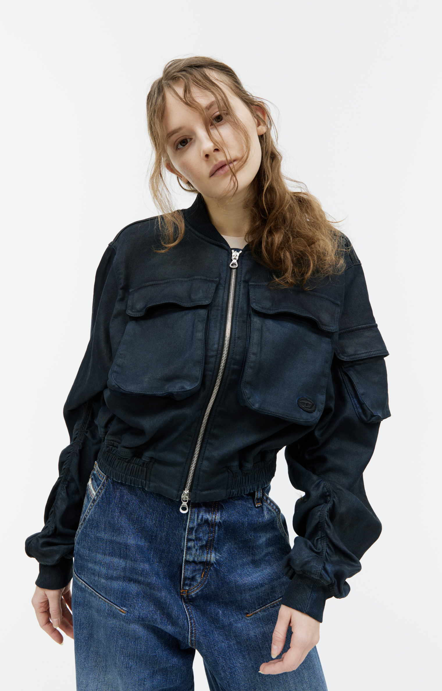 Diesel Укороченная куртка с накладными карманами