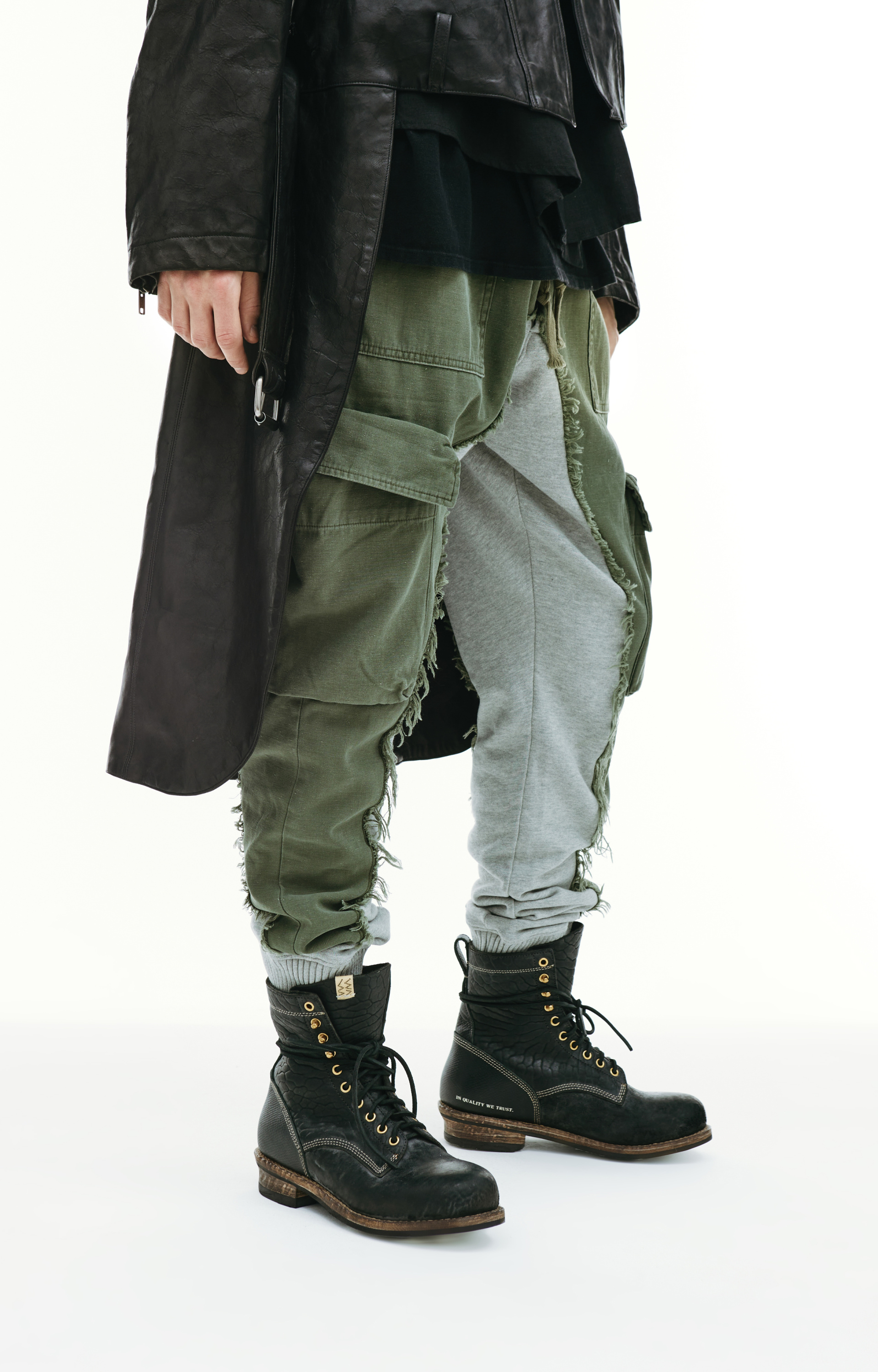 Greg Lauren Черное пальто из кожи