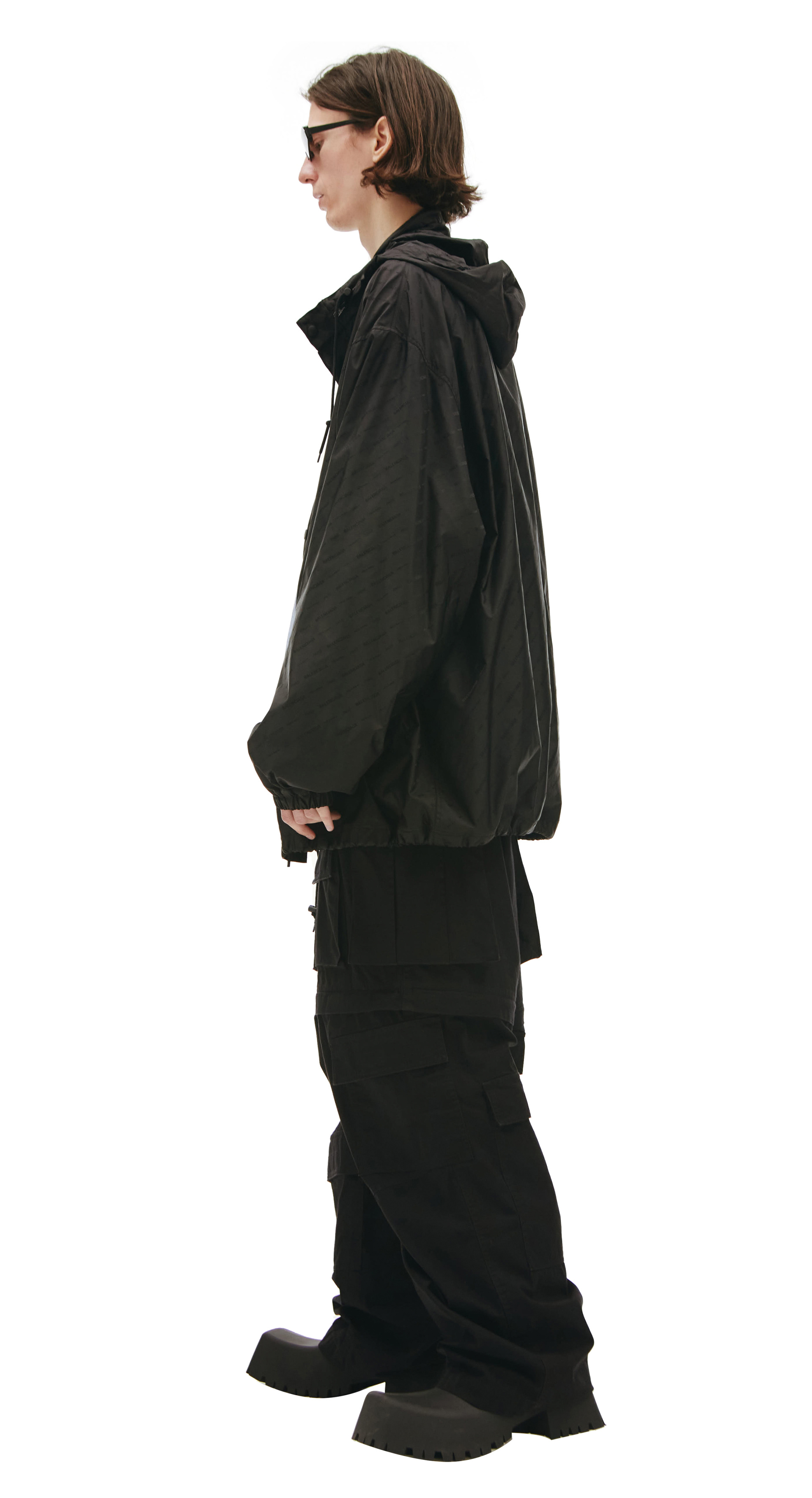 Balenciaga Черная ветровка с монопринтом