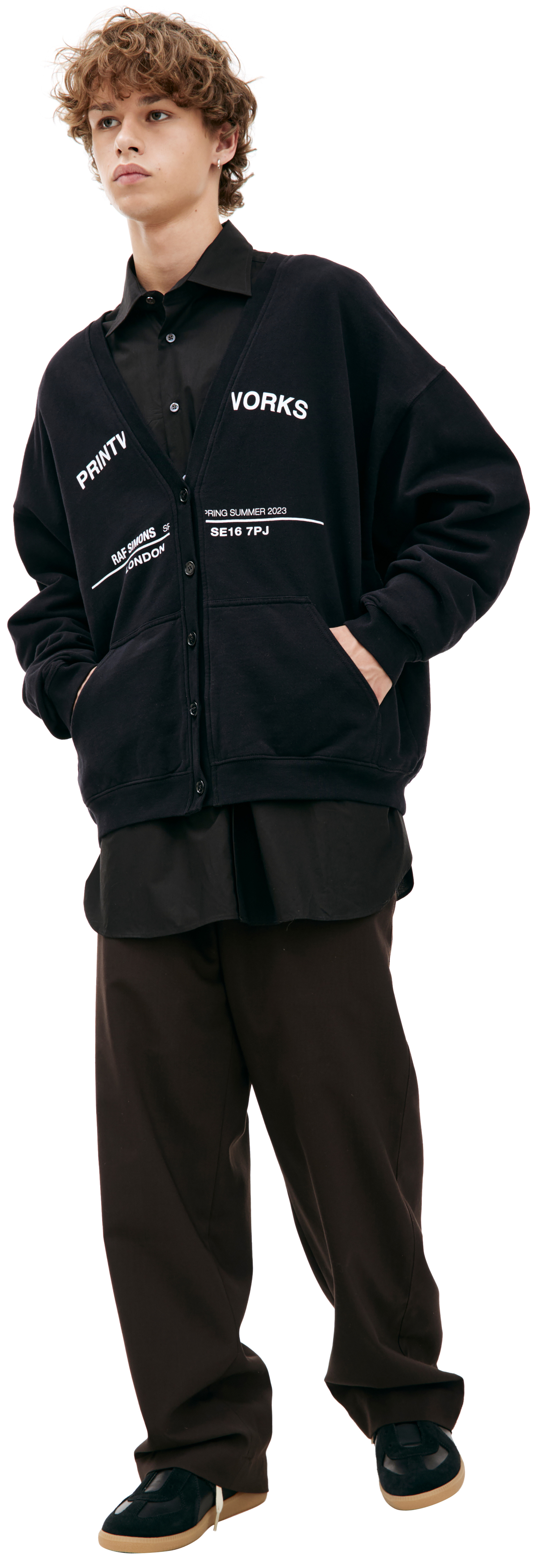 Raf Simons Черный кардиган с принтом