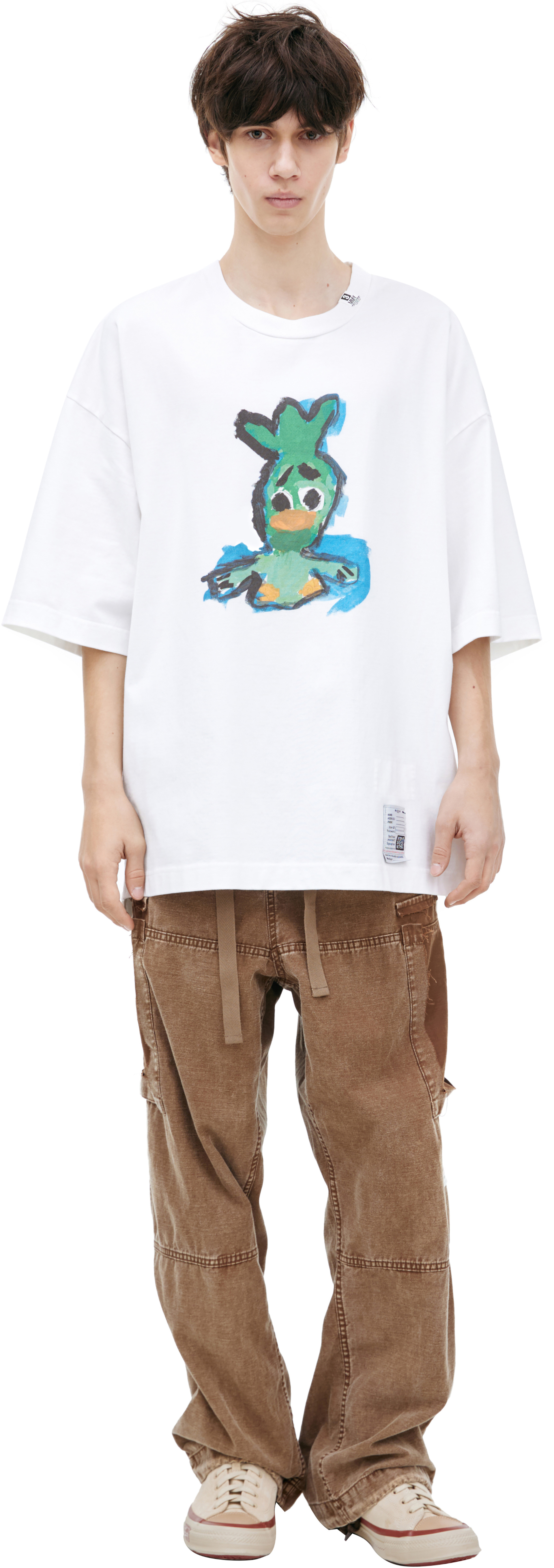 Maison Mihara Yasuhiro Белая футболка с принтом