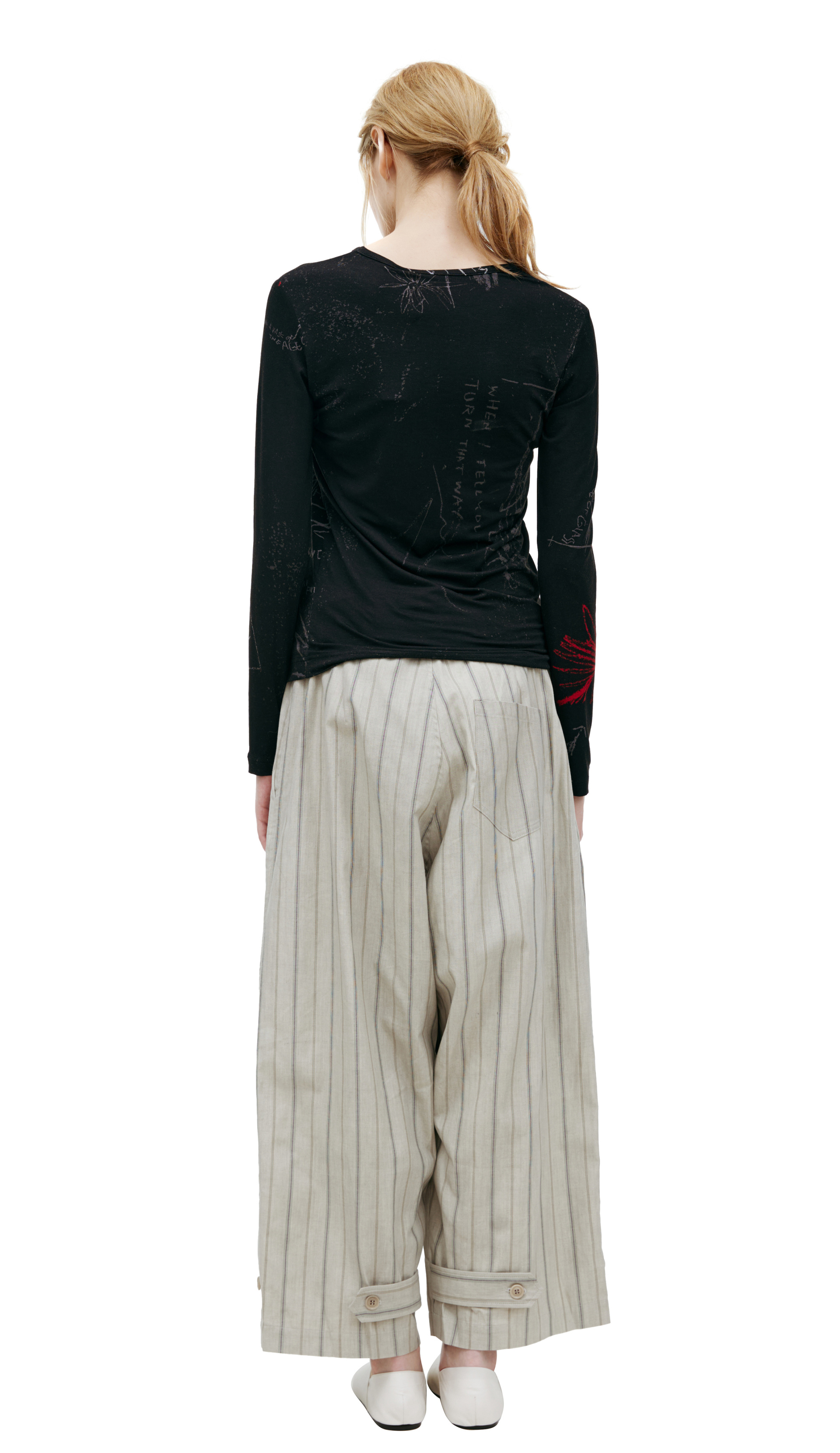 Y\'s Черный лонгслив с монопринтом