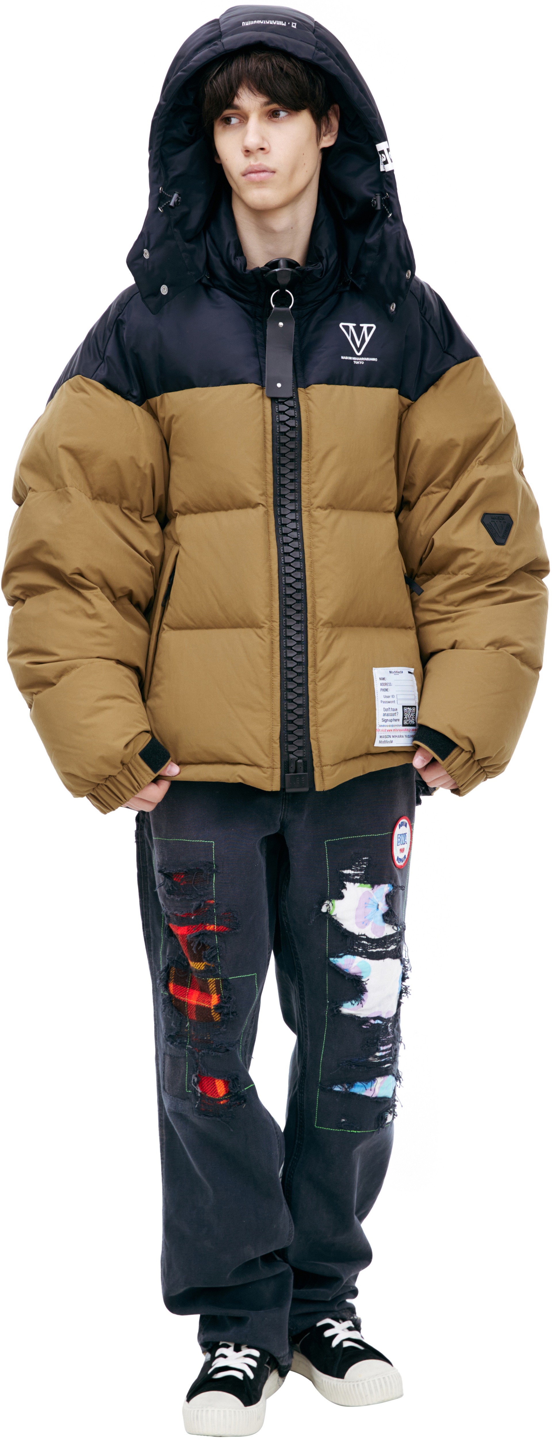 Maison Mihara Yasuhiro Оверсайз пуховик с патчем