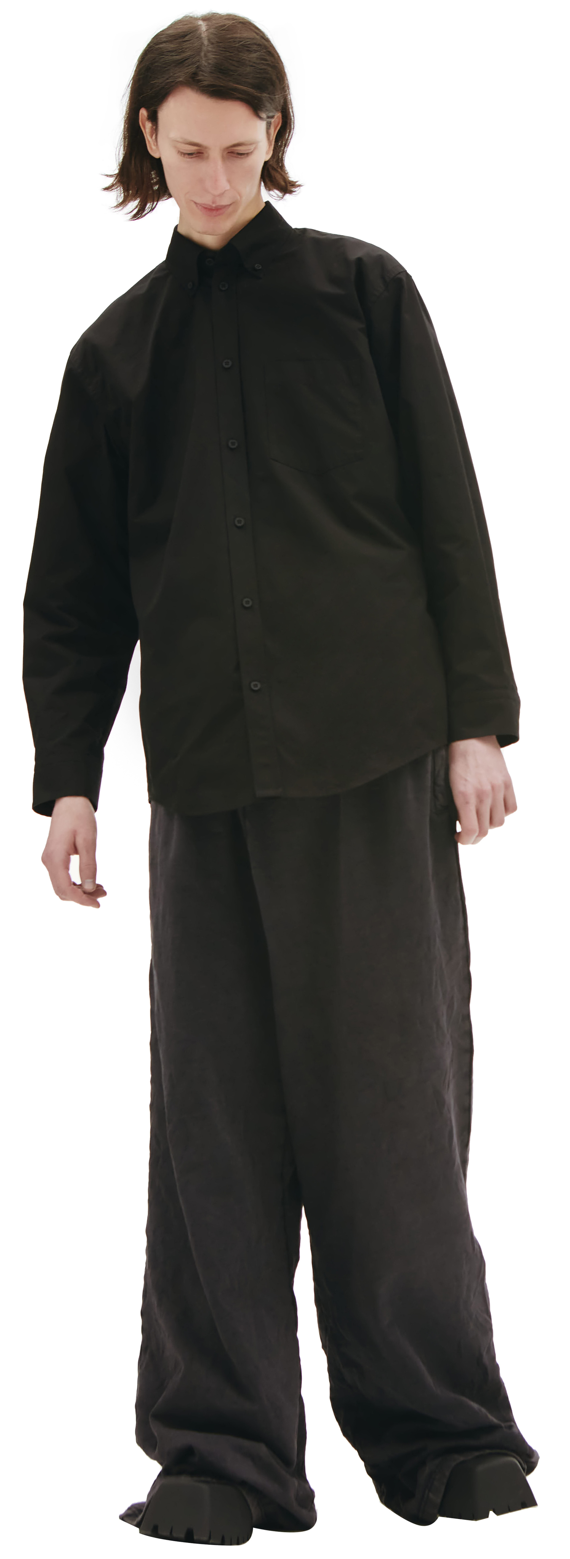 Balenciaga Оверсайз рубашка с вышивкой логотипа