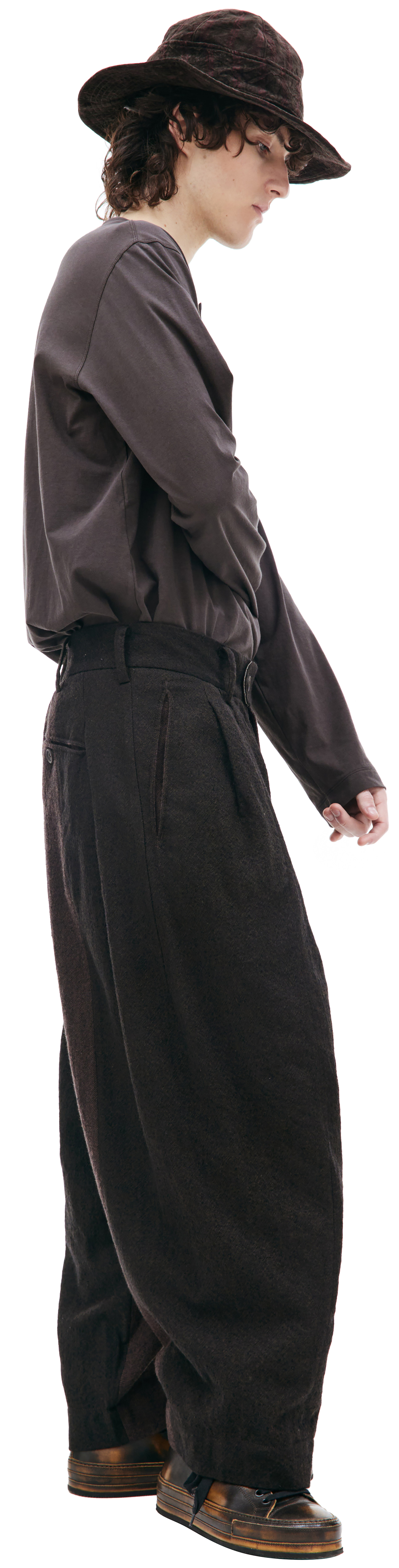 Ziggy Chen Широкие брюки с контрастной вставкой