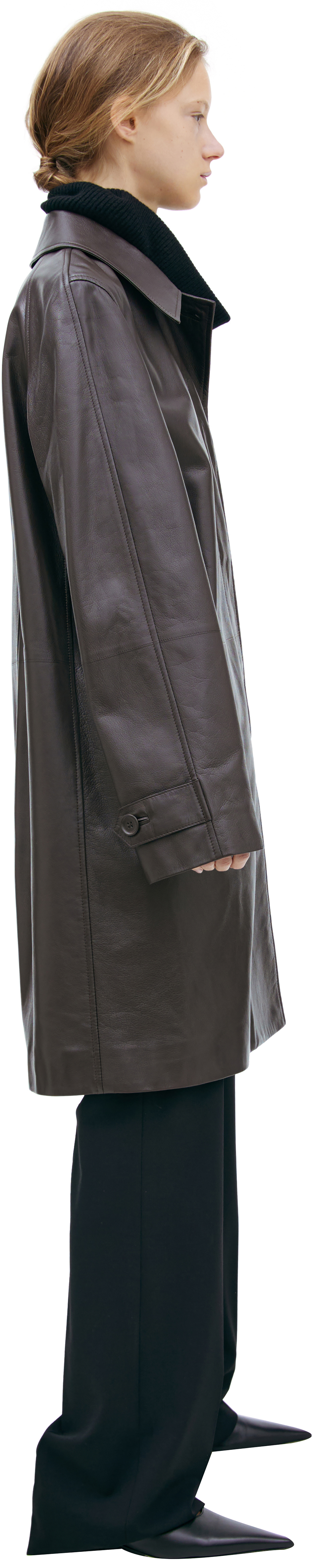 The Row Коричневое пальто из кожи