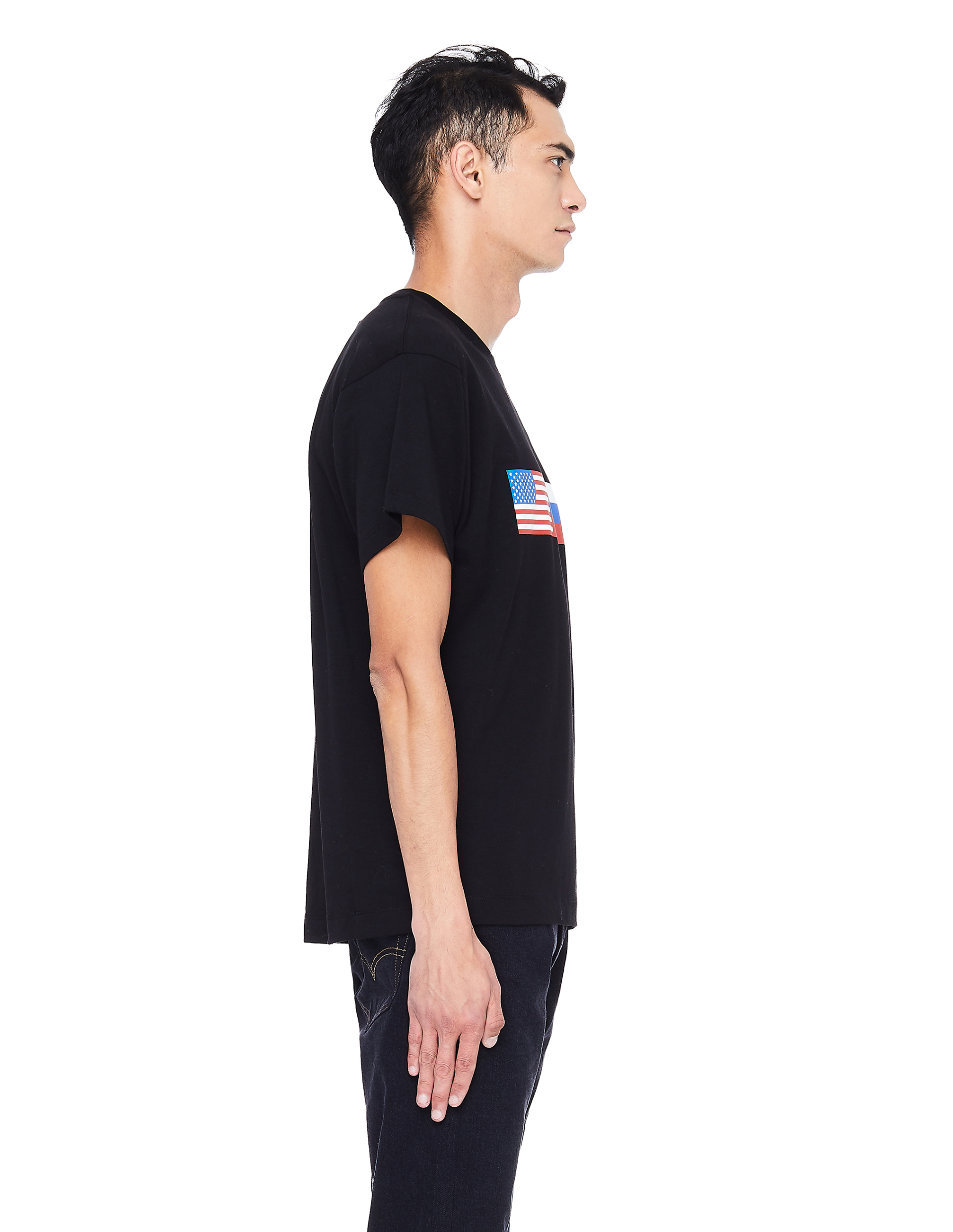 Gosha Rubchinskiy Черная футболка из хлопка с флагами