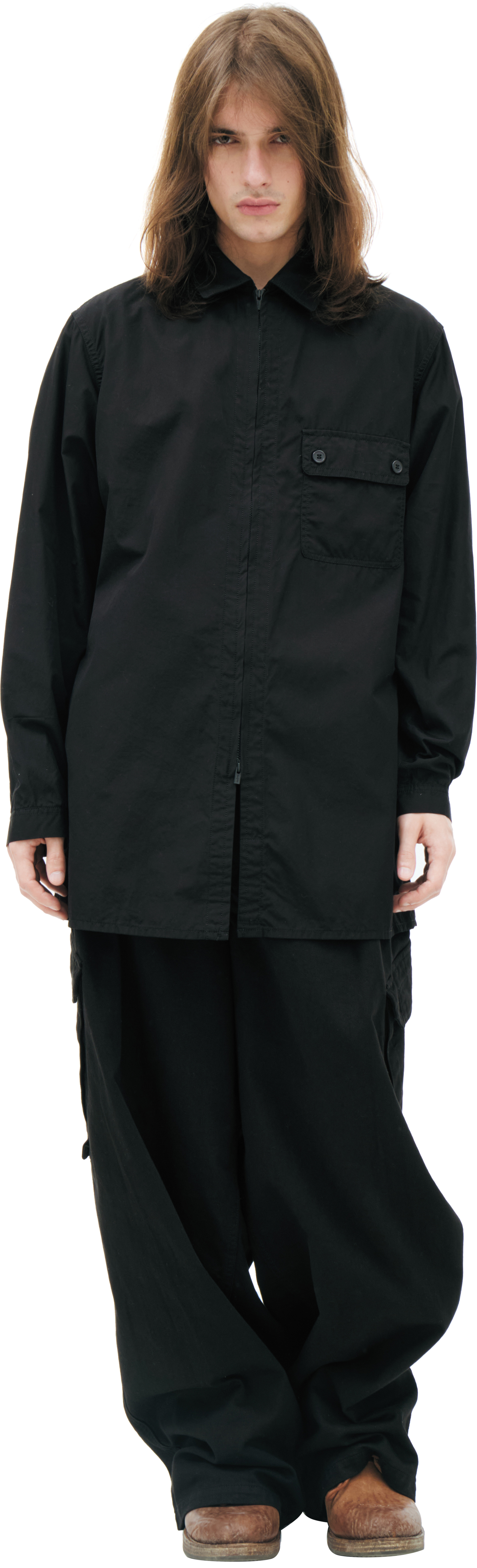 Yohji Yamamoto Черная рубашка на молнии