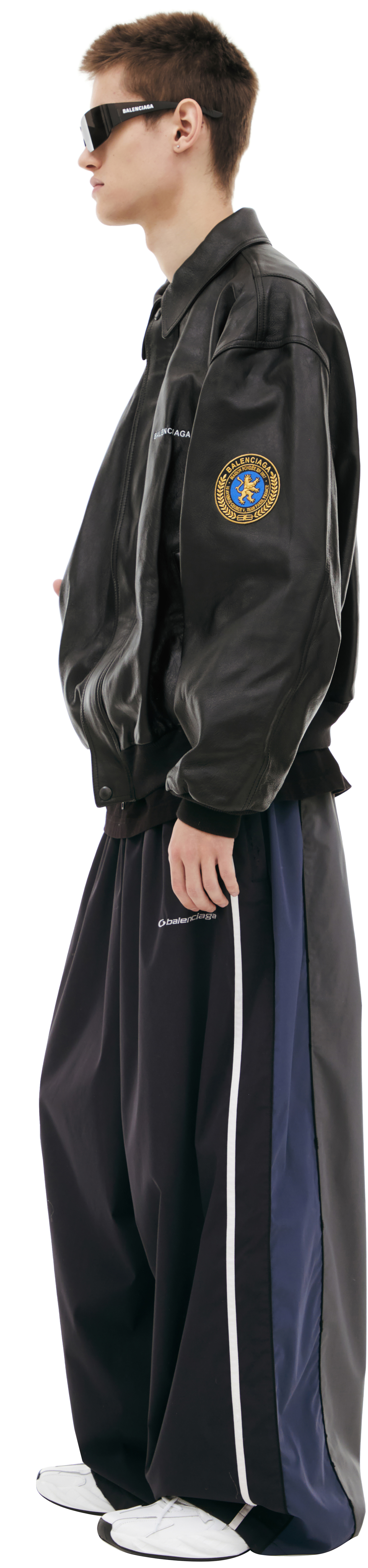 Balenciaga Кожаная куртка с патчами