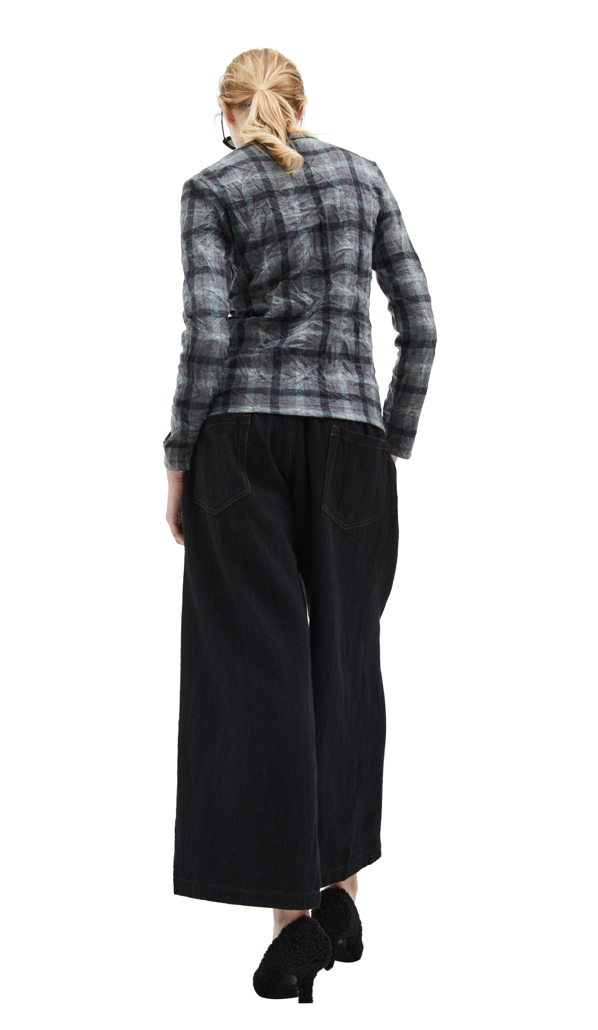 Y\'s Серый лонгслив в клетку