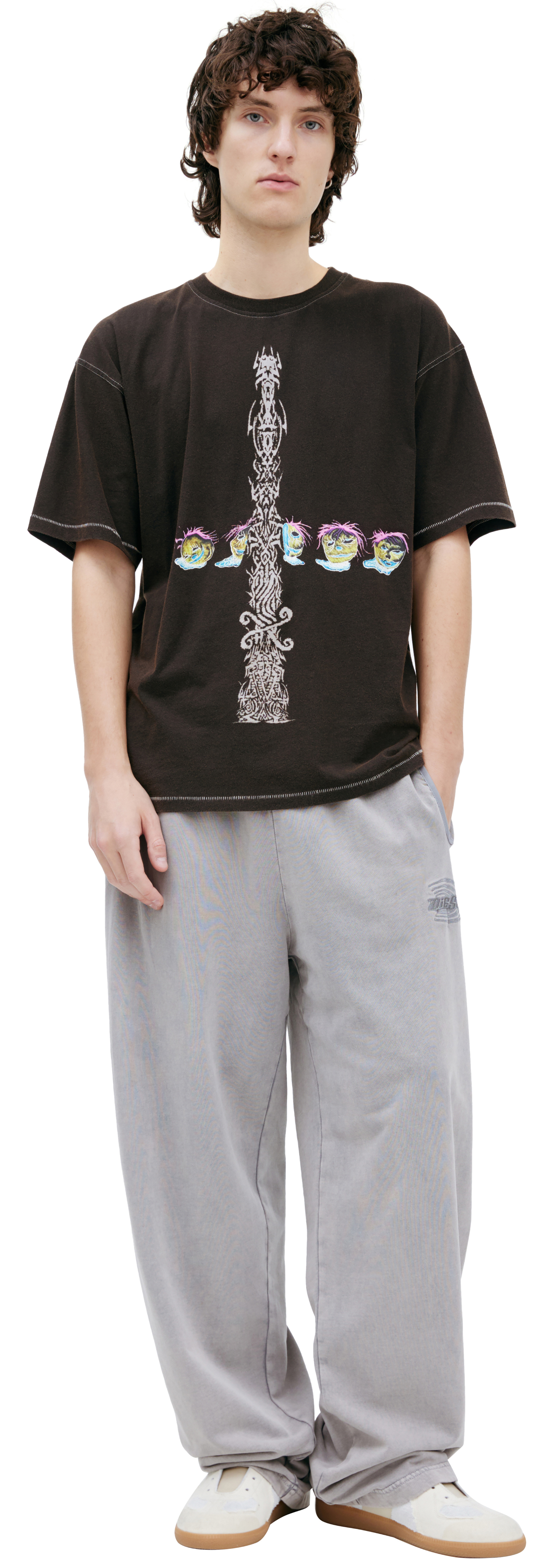 Diesel Коричневая футболка с принтом