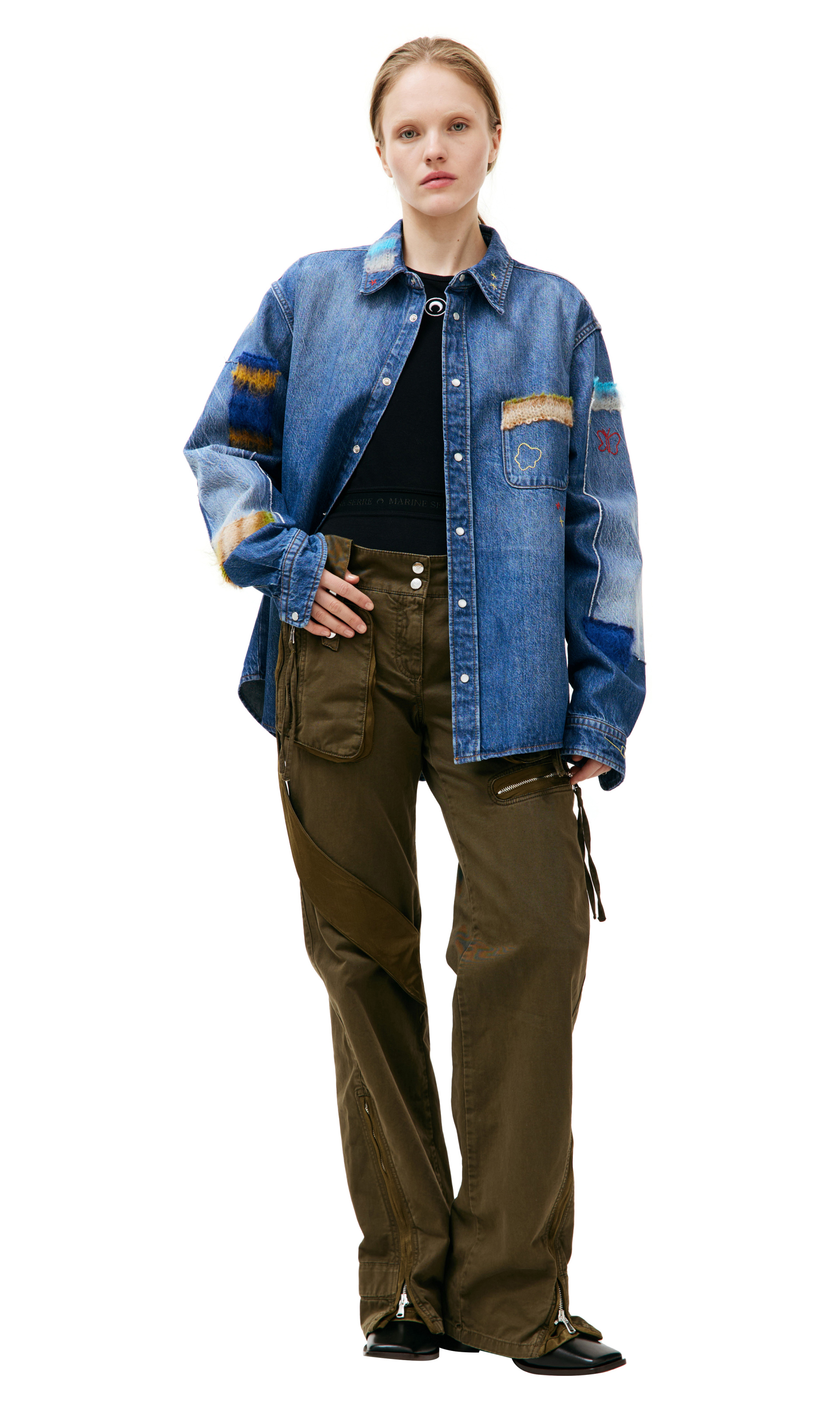 Marni Джинсовая рубашка пэчворк