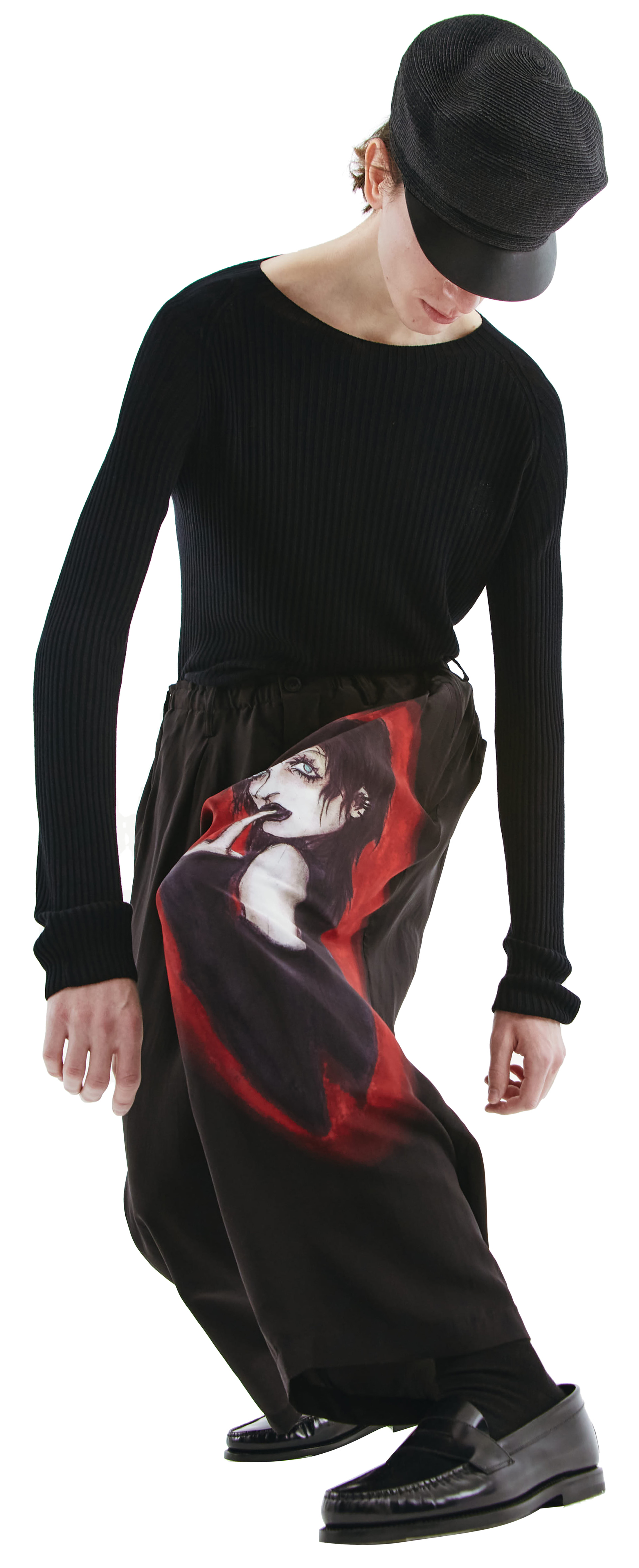 Yohji Yamamoto Укороченные брюки из шелка с принтом