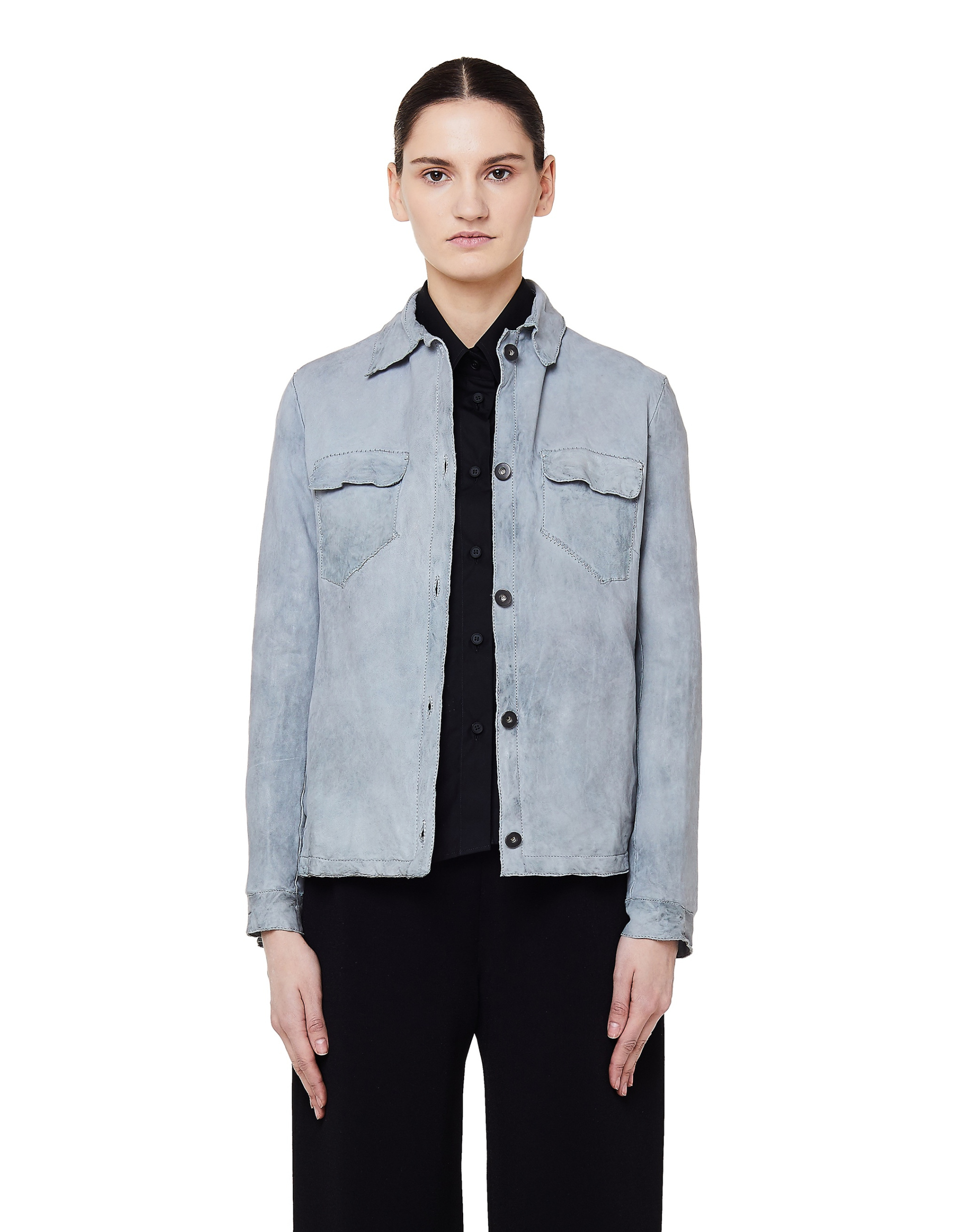 Salvatore Santoro Светло-голубая кожаная куртка