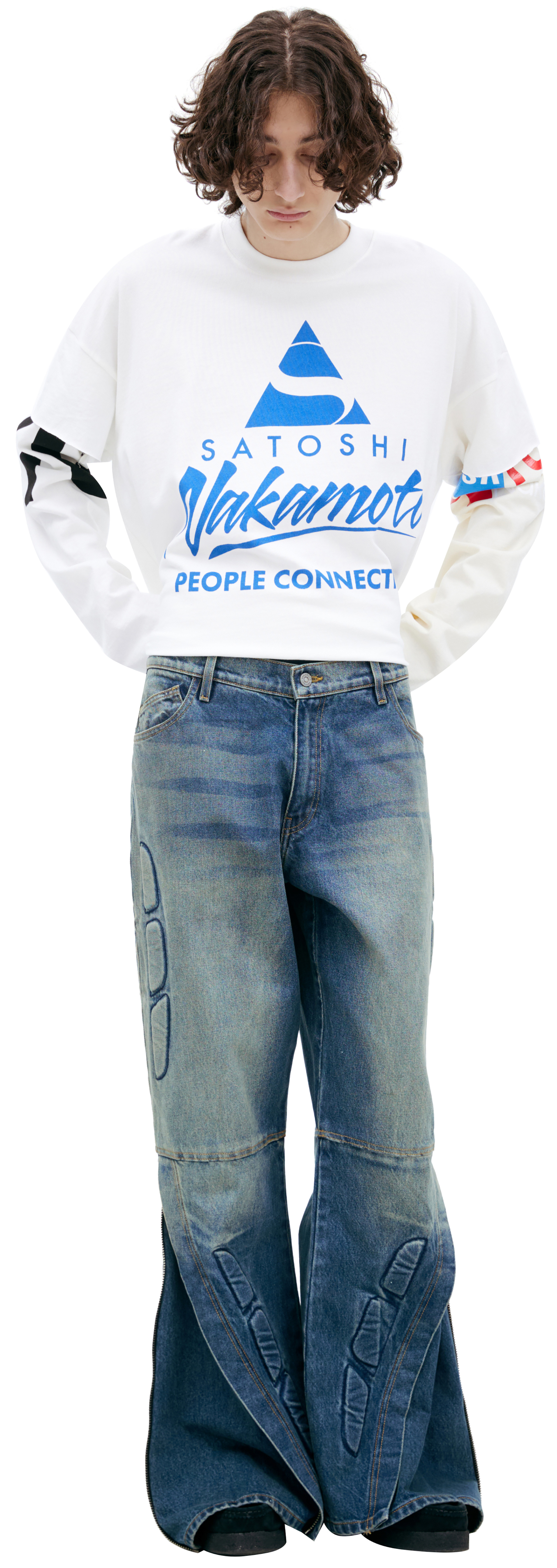 Satoshi Nakamoto Широкие джинсы с молниями