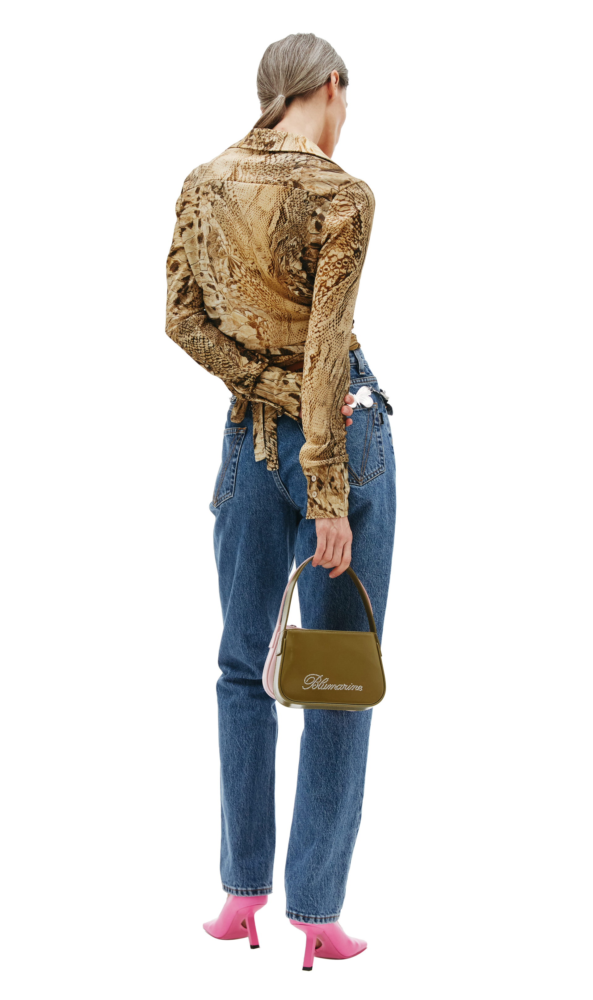 Blumarine Укороченная блузка с анималистичным принтом