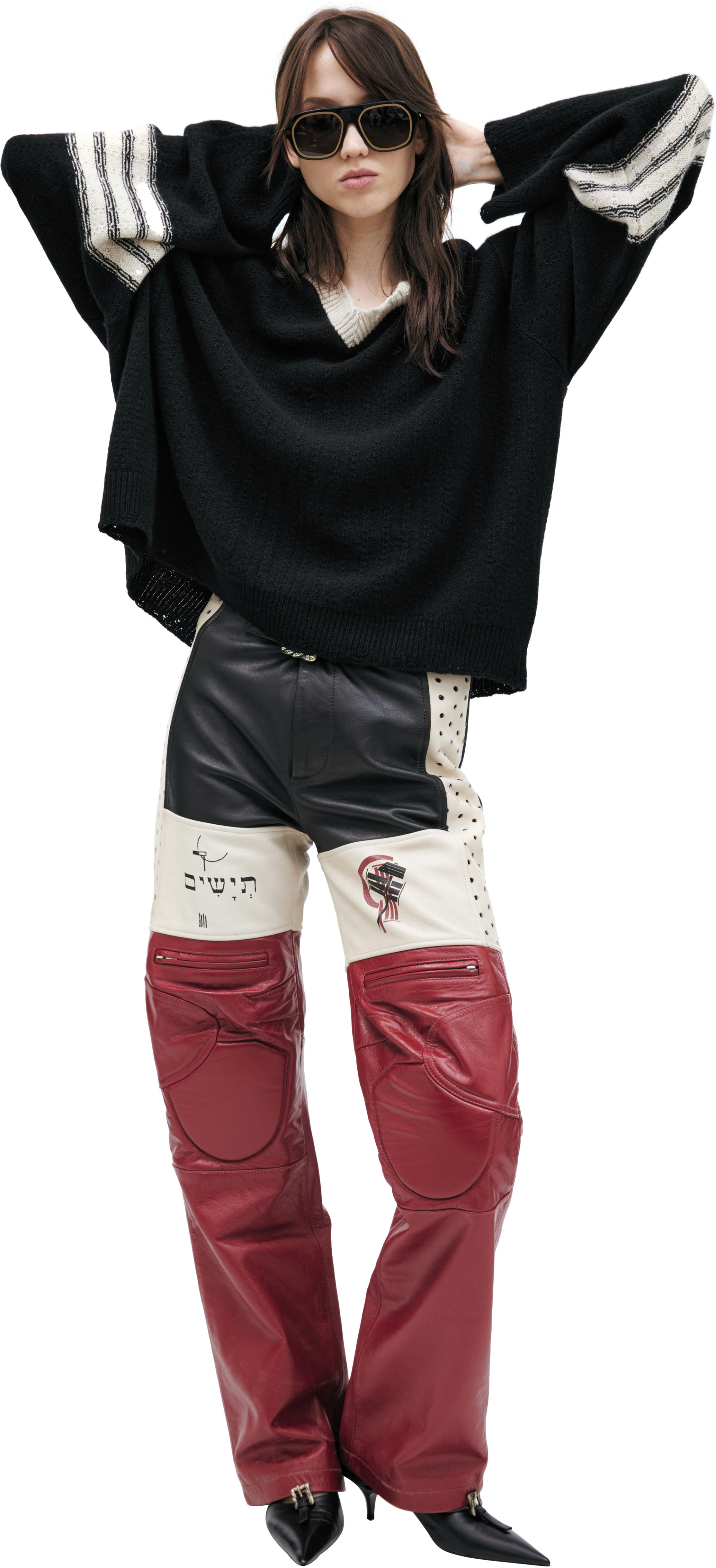 Enfants Riches Déprimés Комбинированные брюки из кожи