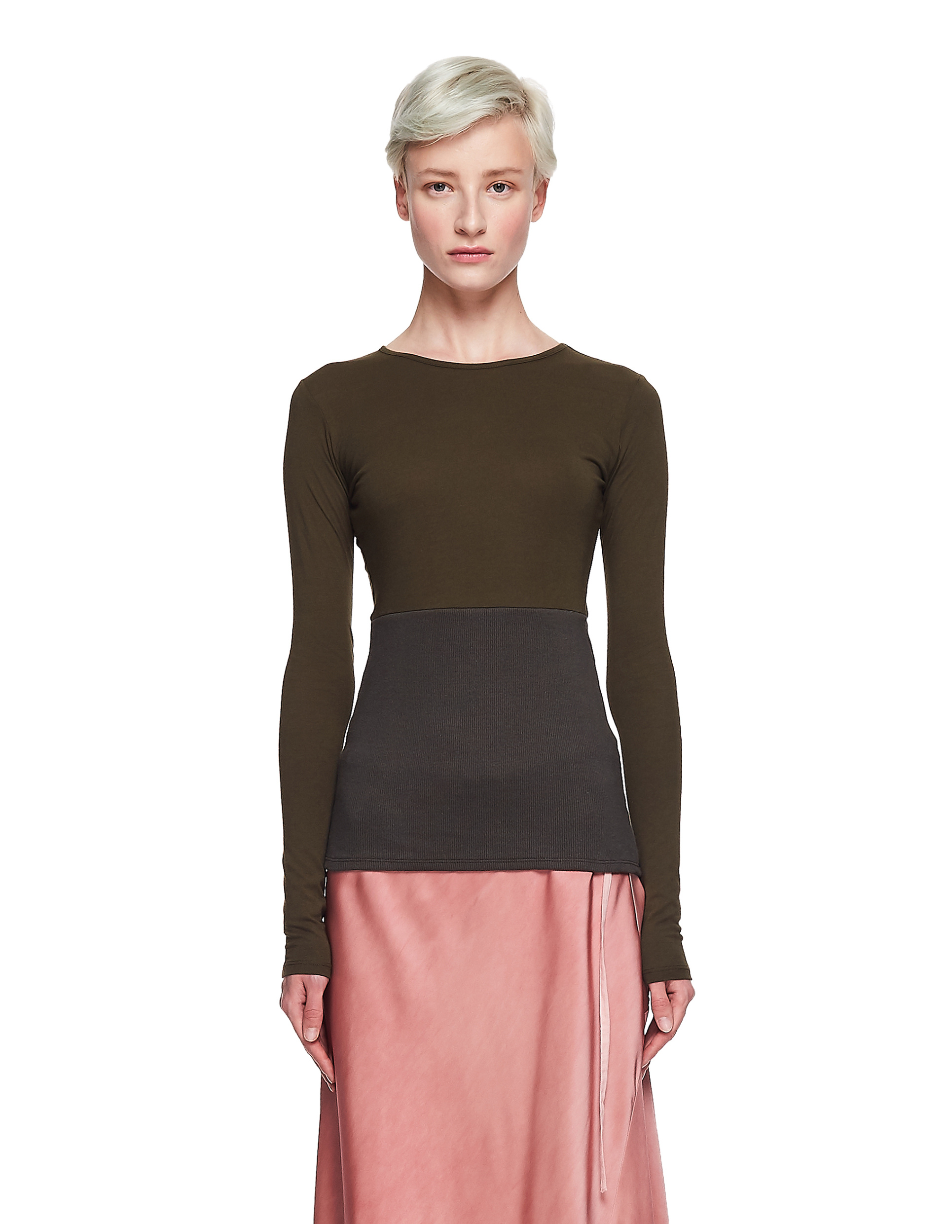 Haider Ackermann Зеленый лонгслив с трикотажным корсетом