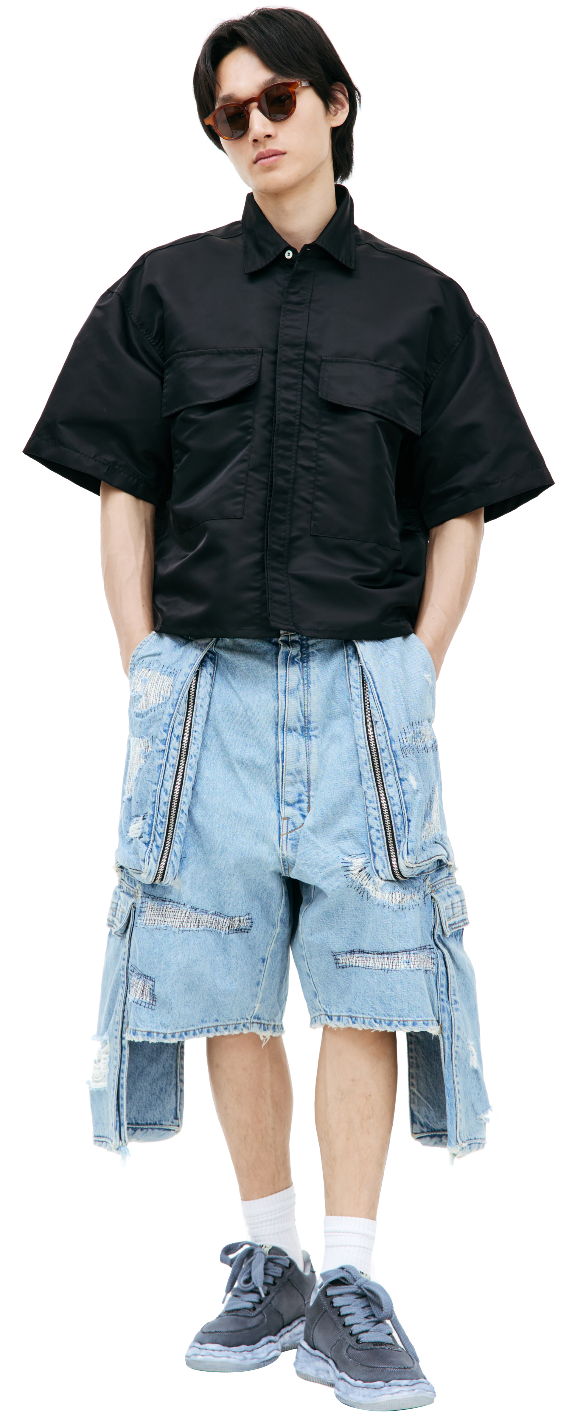 B1ARCHIVE Черная рубашка с коротким рукавом