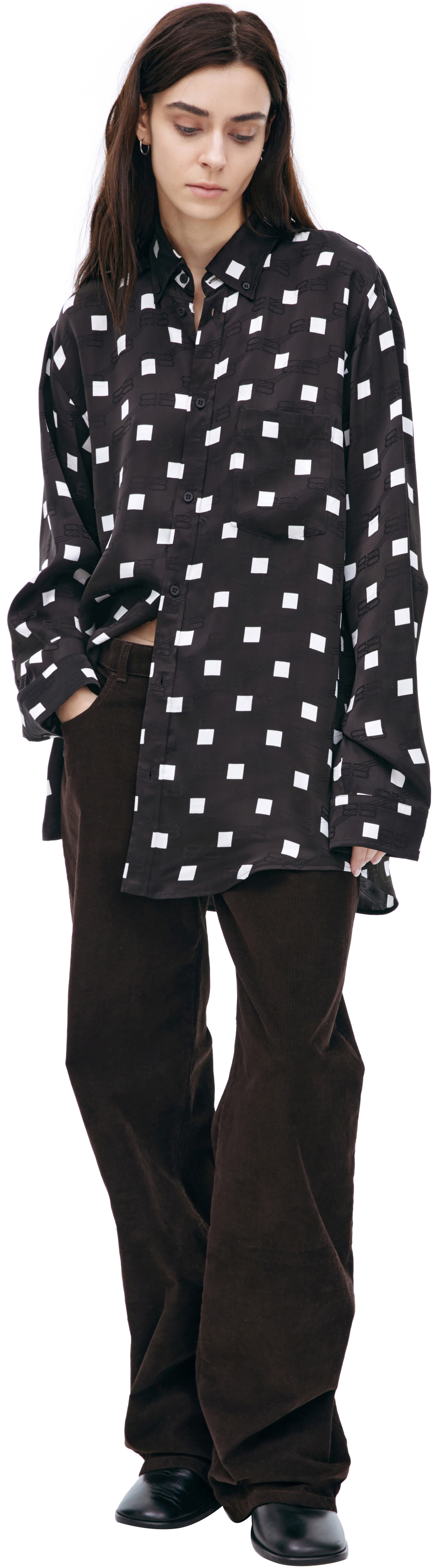 Balenciaga Оверсайз рубашка с монопринтом